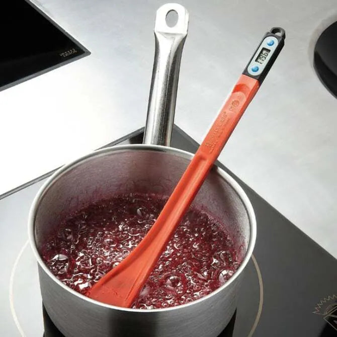 Exoglass Spatula with Built-in Thermometer - High Heat Resistant Cooking Utensil for Baking, Candy Making & Kitchen Use