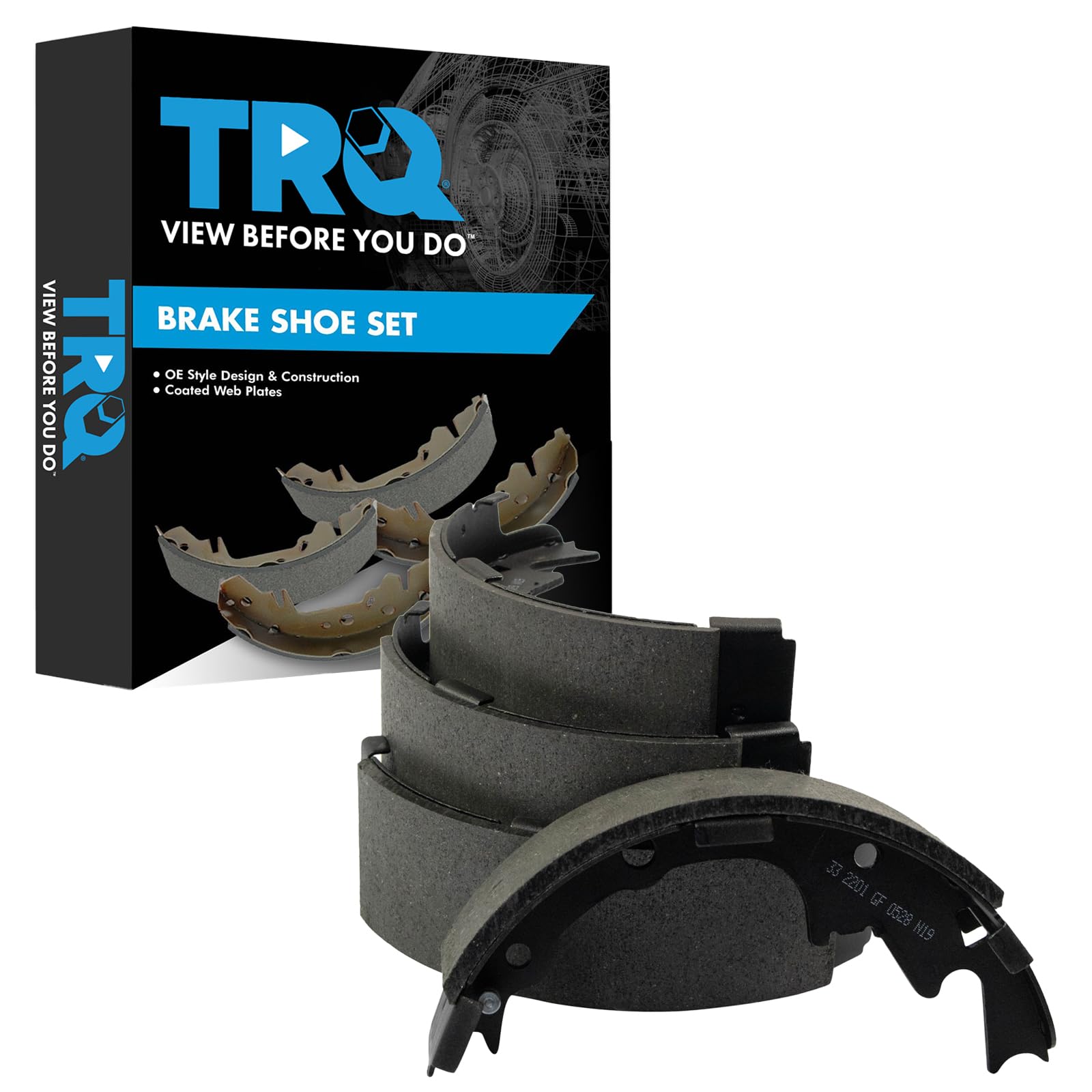 TRQ Rear Brake Shoes for 2001-2006 Jeep Wrangler TJ - High Performance Brake Pads for Off-Roading & Daily Driving