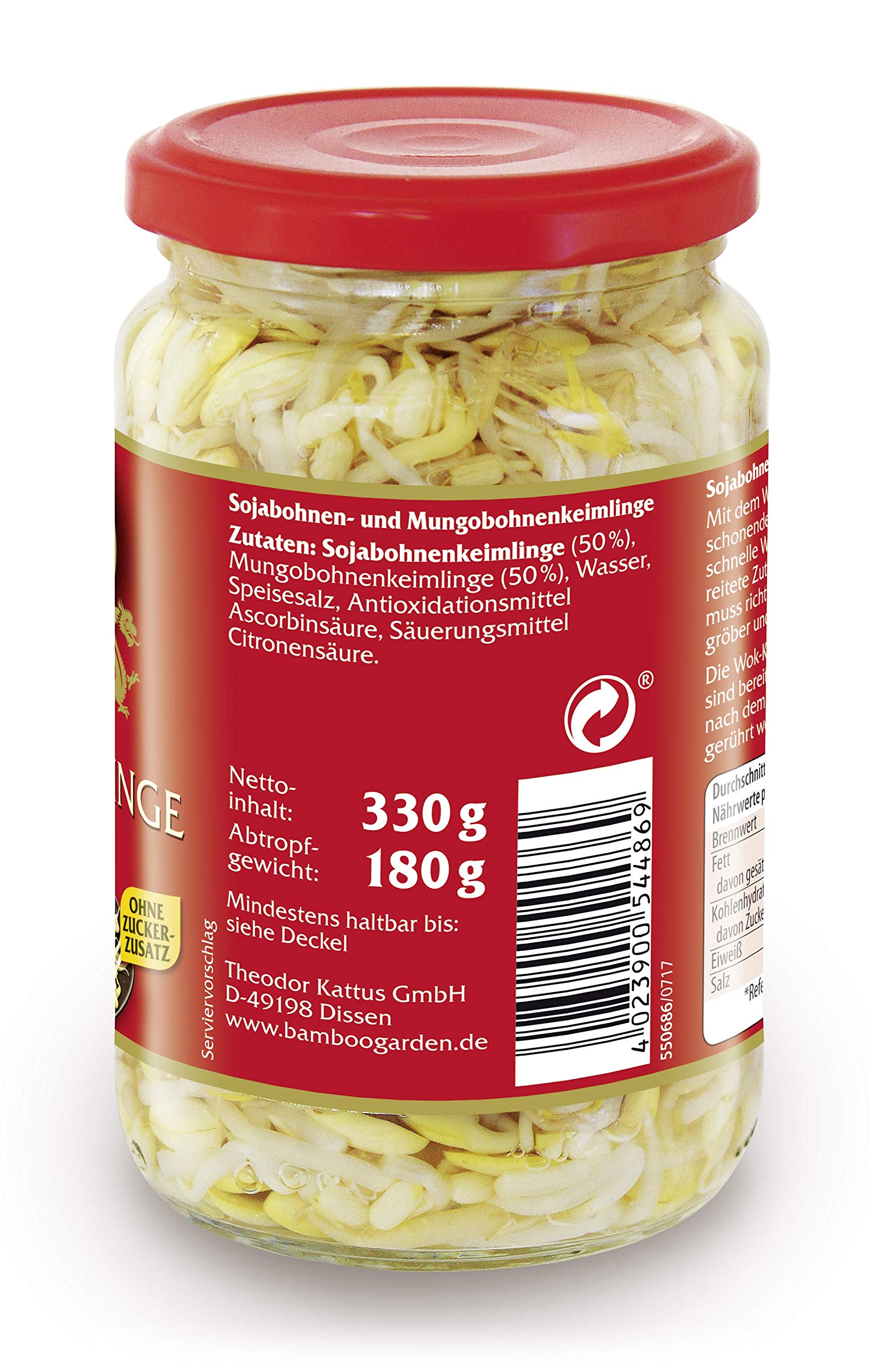 Organic Bamboo Garden Bean Sprouts, 330g (180g Drained Weight) - Fresh & Crispy for Stir-Fries, Salads & Asian Cooking - Premium Quality Sprouted Mung Beans
