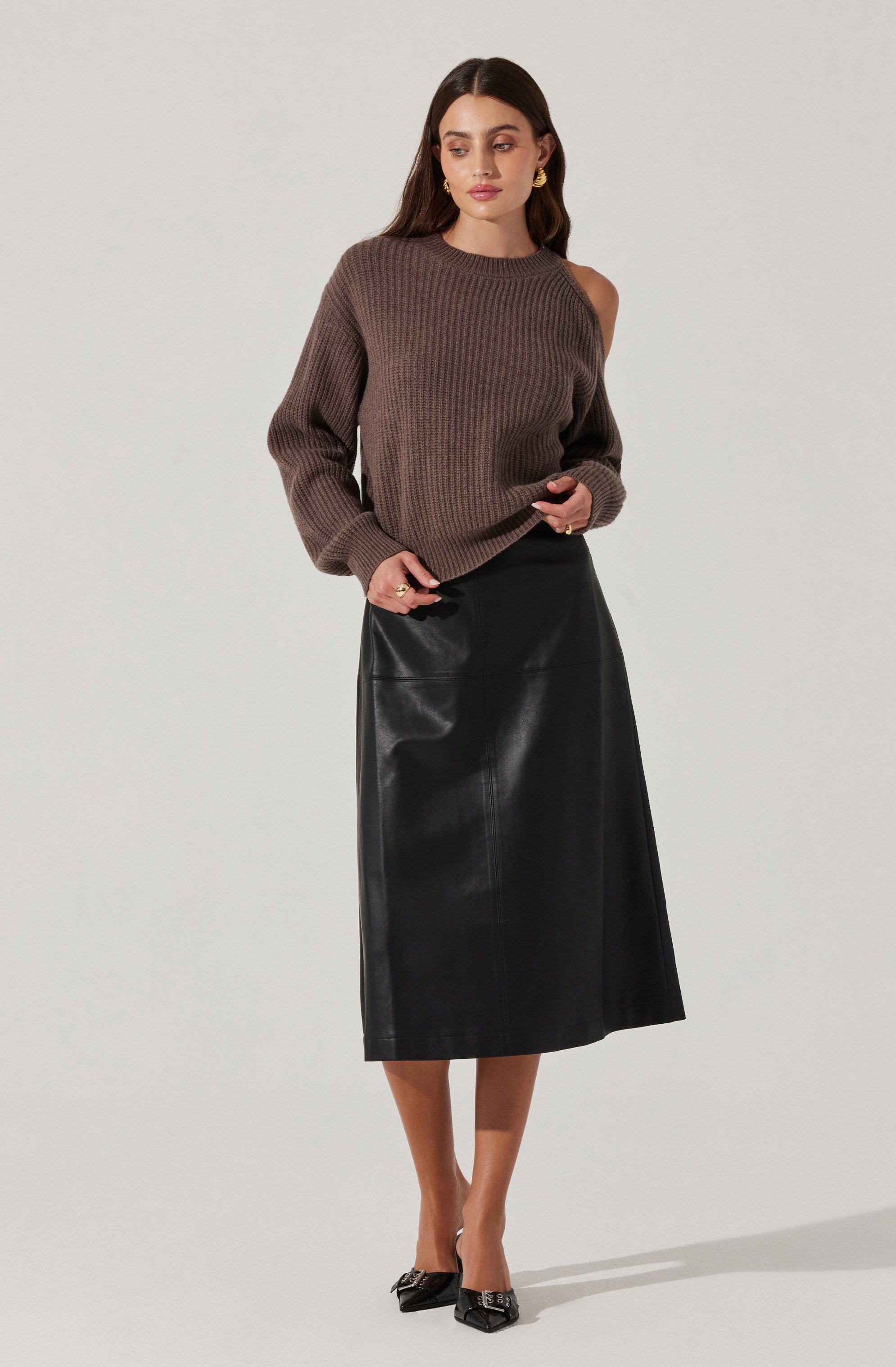 Millicent Women's Ribbed Cold Shoulder Sweater - Soft Knit Pullover for Fall & Winter - Casual Chic Tops for Outings & Date Nights