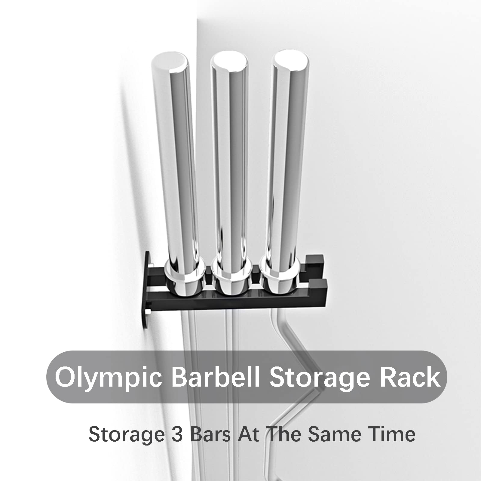 Vertical Barbell Holder Wall Mount - Stainless Steel Olympic Bar Storage Rack for Home Gym Organization | Space-Saving Weight Bar Rack in Matte Black | Perfect for Garage, Basement & Home Workout Spaces