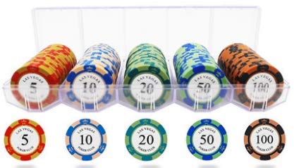 Premium Casino Clay Poker Chips Set - 100 Chips (20 of 5 Denominations) for Texas Hold'em, Baccarat & Card Games | Perfect for Home Game Nights, Casino Parties & Poker Tournaments