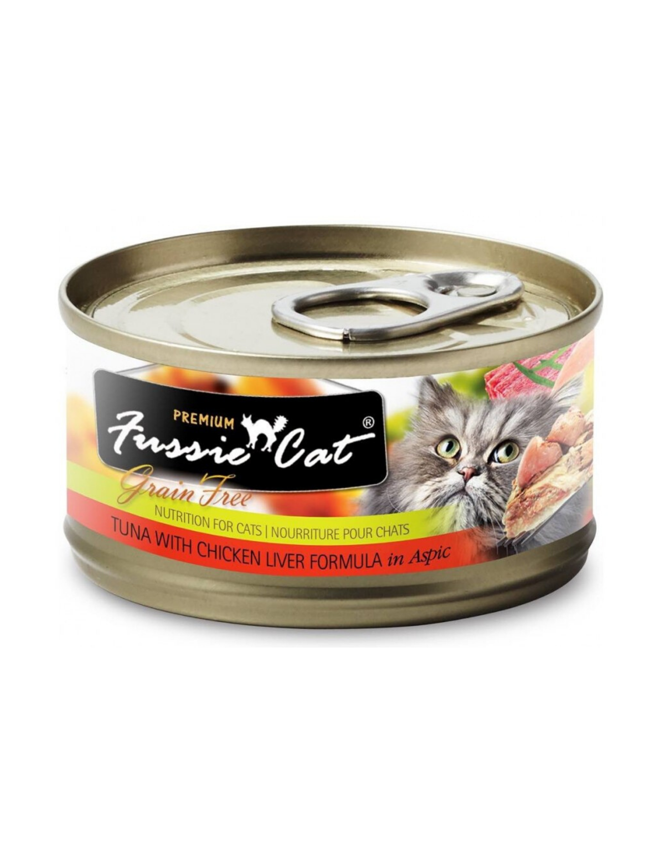 Premium Fussie Cat Black Label Tuna & Chicken Liver Wet Cat Food - Grain-Free, High-Protein Formula for Adult Cats - 80g Can (Pack of 12) - Perfect for Picky Eaters & Special Occasion Treats