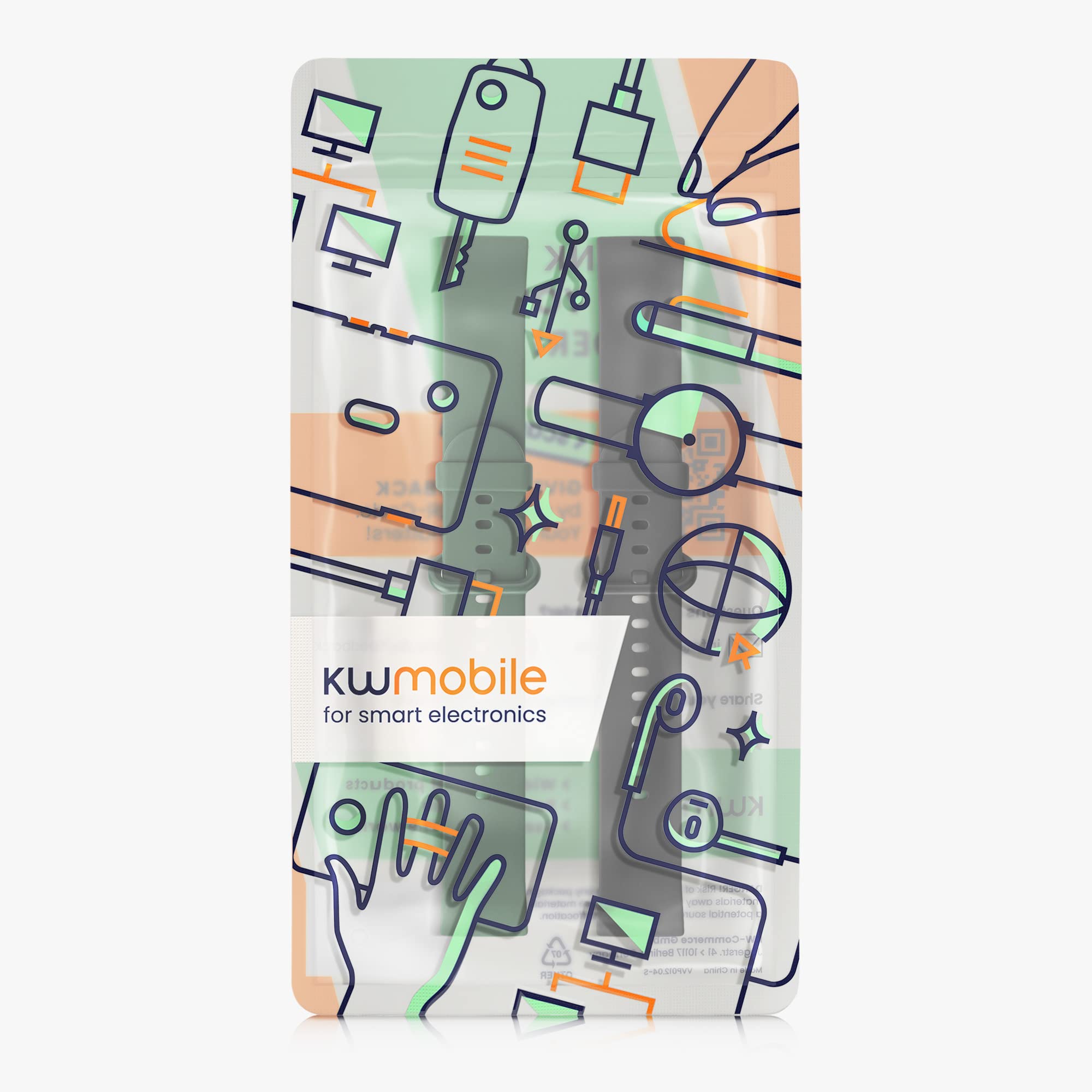 kwmobile 2-Pack Silicone Replacement Watch Straps Compatible with Xiaomi Mi Watch Lite & Redmi Watch - Soft Durable Adjustable Bands in Black & Dark Blue - Perfect for Sports, Workouts & Everyday Wear