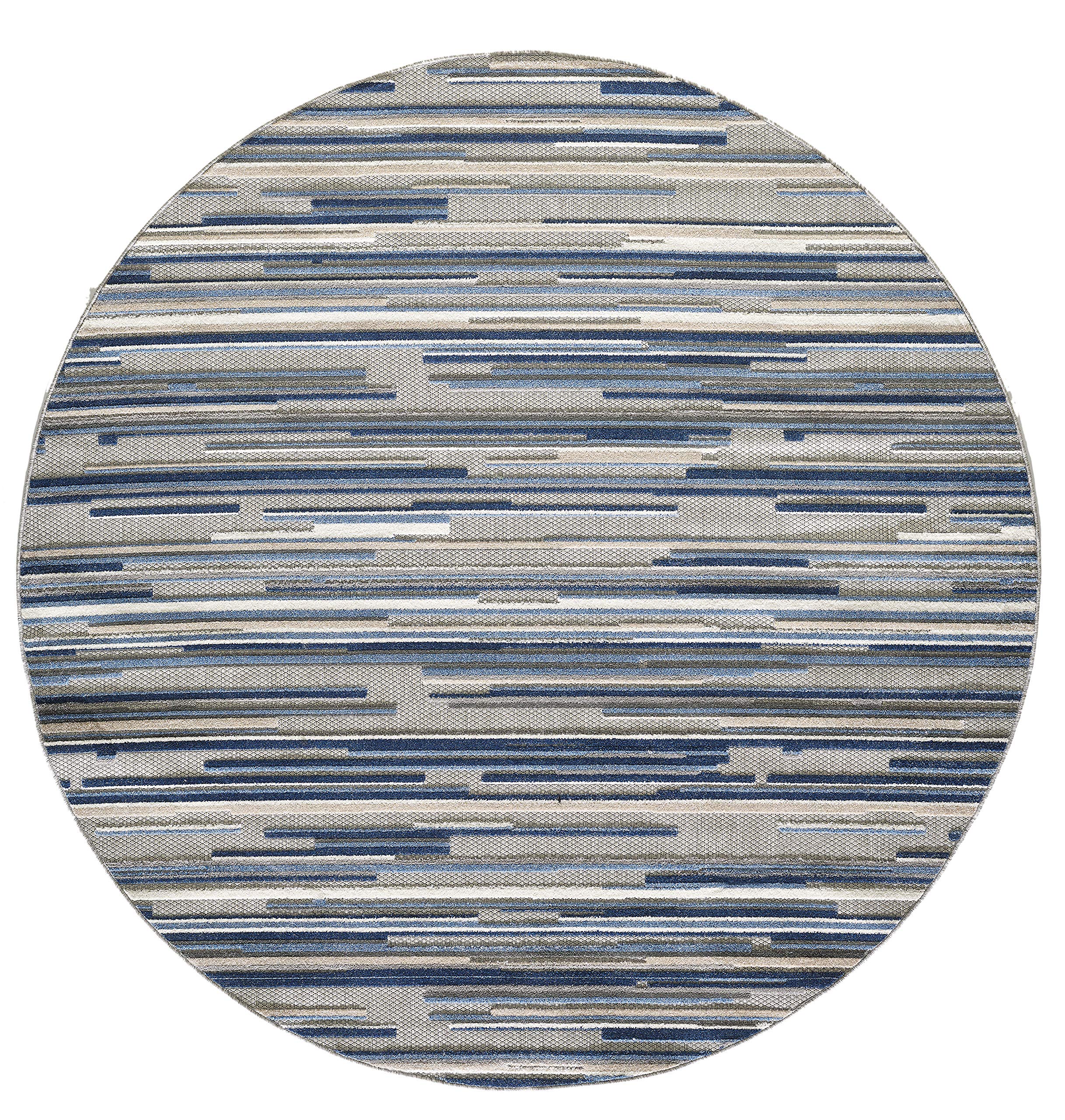 KAS Rugs Calla Blue Denni Plush Round Area Rug 7'10' - Soft & Luxurious Living Room Carpet for Bedroom, Nursery, or Office Decor