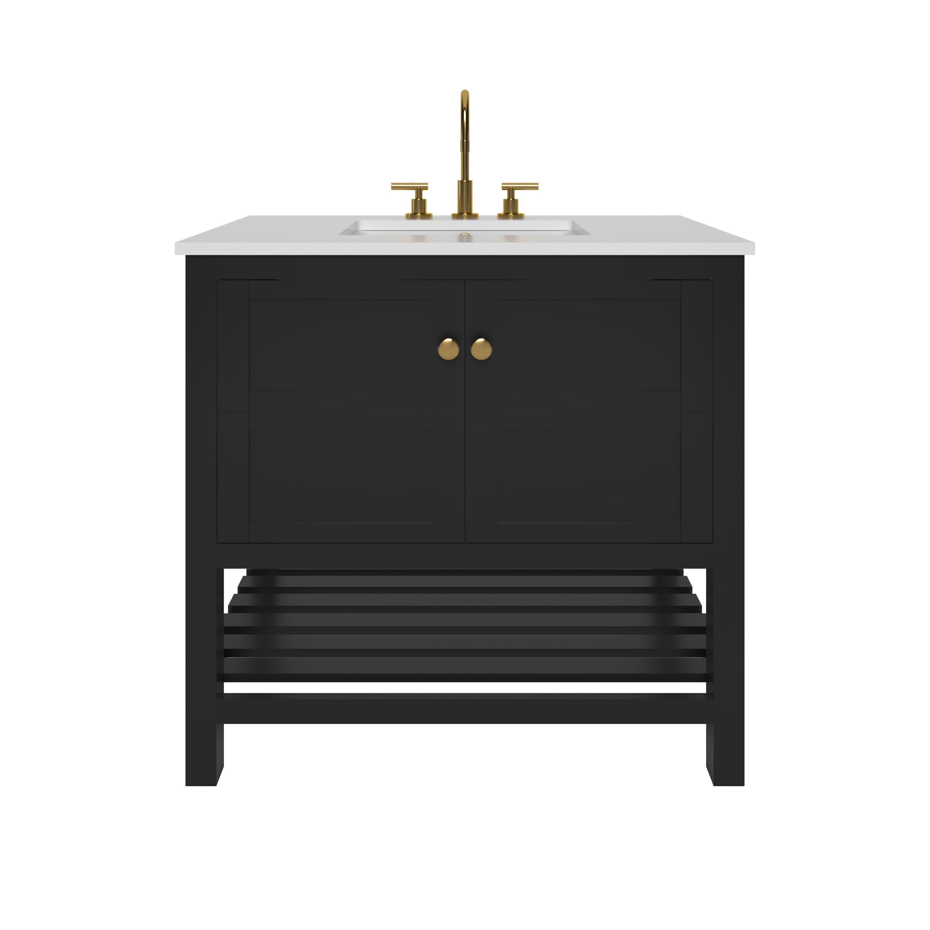 35.5 Inch Modern Black Bathroom Vanity Cabinet - Nearmé Dallas Freestanding Vanity for Bathroom Remodel - Perfect for Small Bathrooms & Powder Rooms