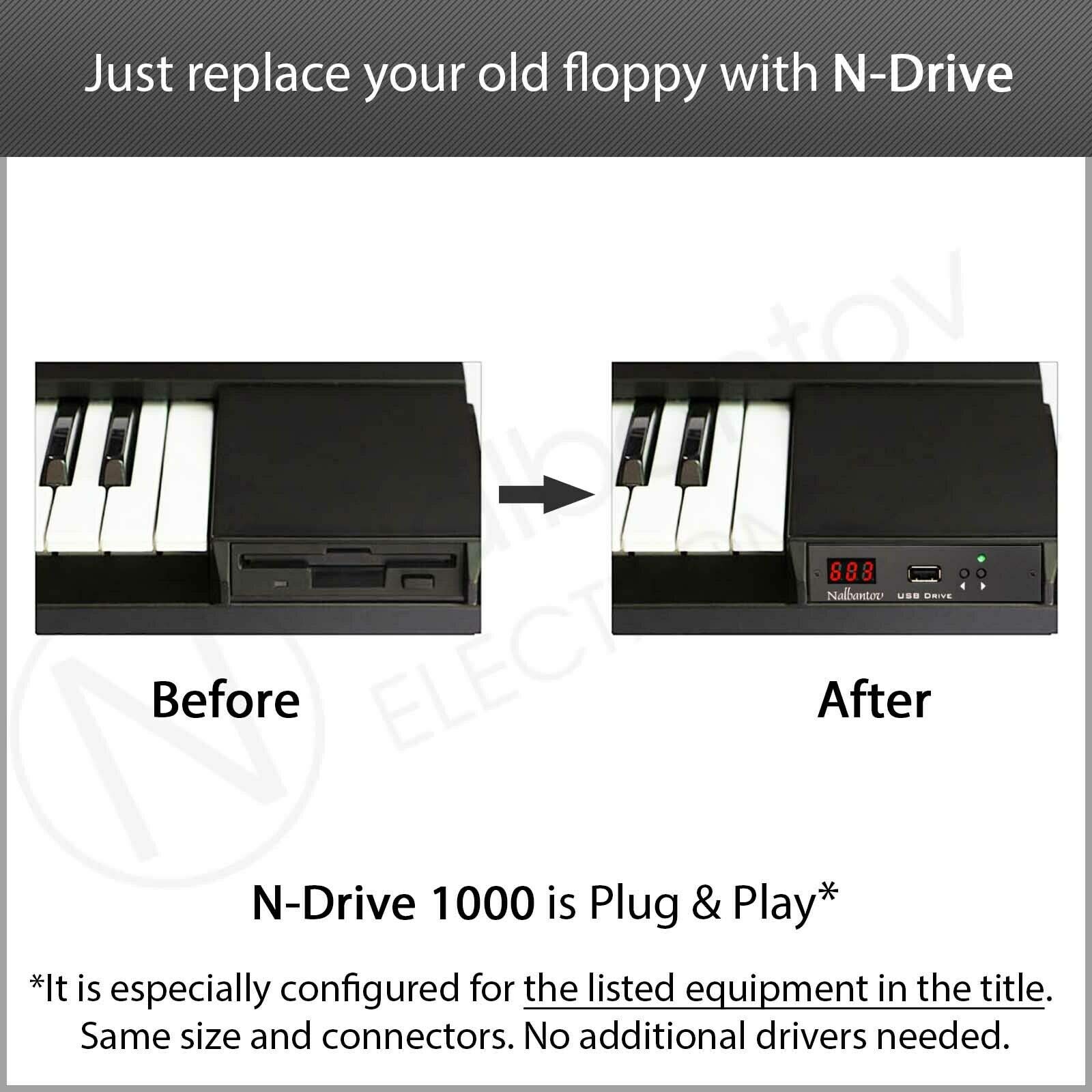 Nalbantov N-Drive 1000 USB Floppy Disk Emulator for Technics SX-KN720/920/930/1500/3000/6500 Keyboards - Vintage Music Equipment Replacement & MIDI Controller Setup