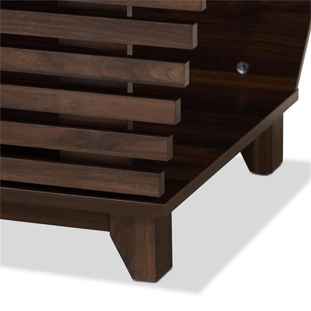 Baxton Studio Eckhart Modern Walnut Brown Wood Cat Litter Box Cover - Stylish Furniture for Home, Living Room, Bedroom & Bathroom - Discreet Pet Litter Solution for Small Spaces