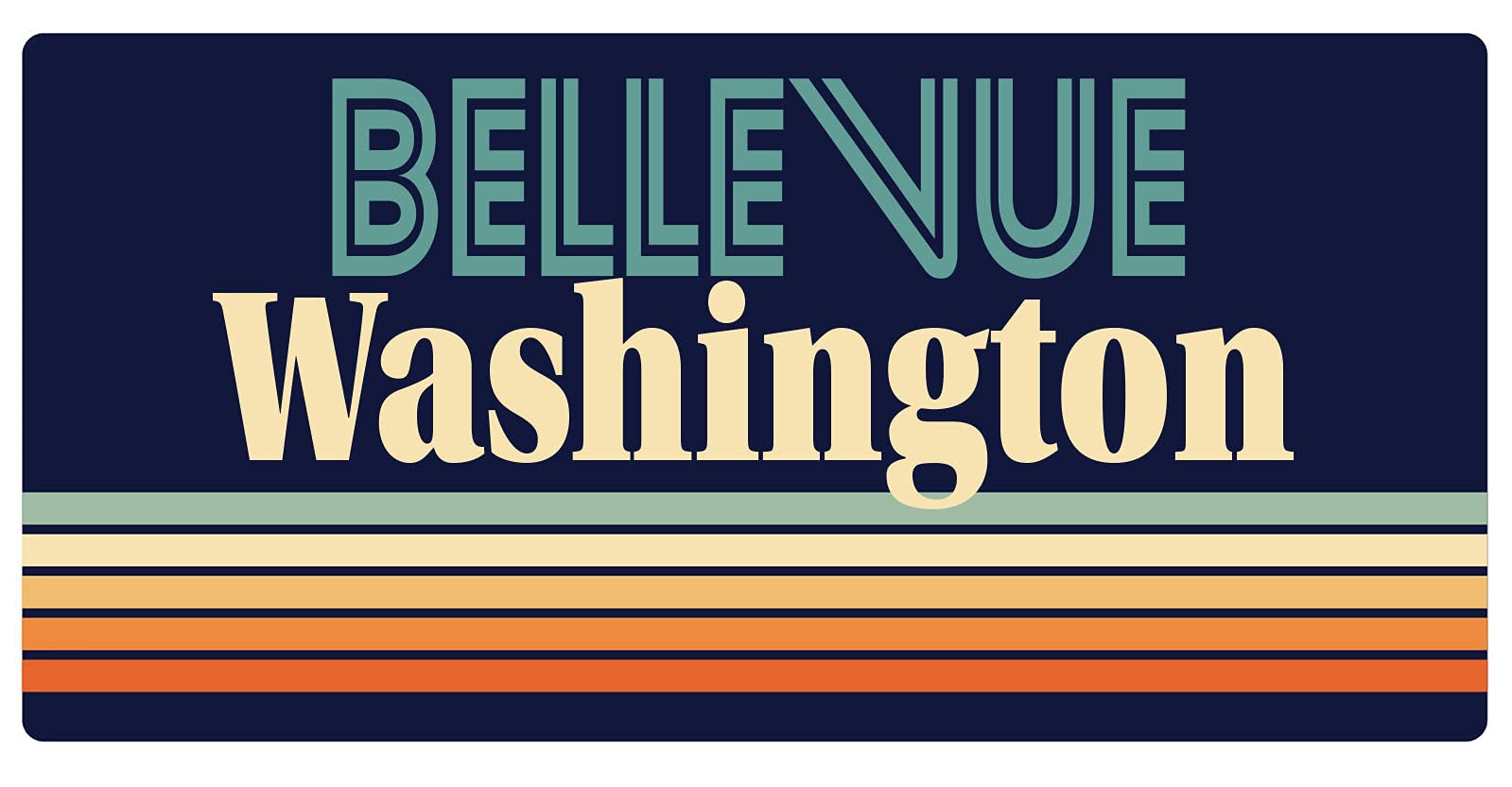 Vintage Retro Design Fridge Magnet 5 x 2.5 Inch - Bellevue Washington Souvenir & Gift for Home, Office, or Travel Memorabilia