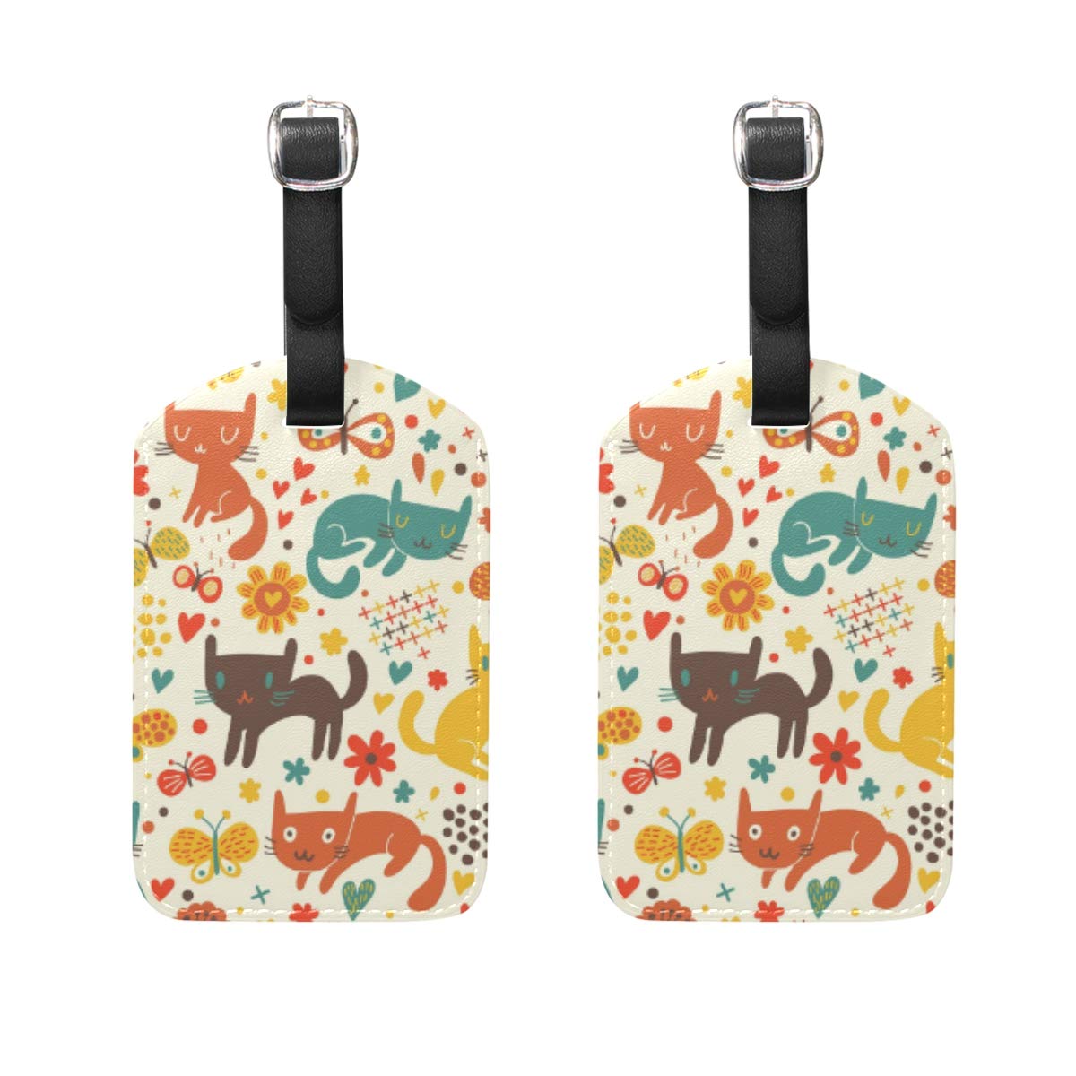 Baofu 2-Pack Leather Luggage Tags for Kids - Durable Suitcase ID Tags with Business Card Holder for Travel, Carnival Cruises & Business Trips - Perfect for Airports, Cruise Ships & Family Vacations
