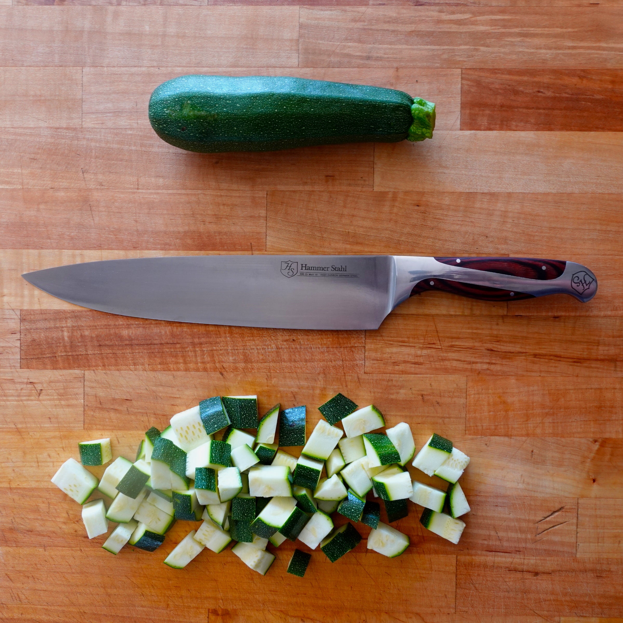 Premium Hammer Stahl 10-Inch Chef Knife - High Carbon German Steel, Razor Sharp Blade for Professional Cooking & Home Kitchen Use - Perfect for Chopping, Slicing, Dicing Vegetables & Meat