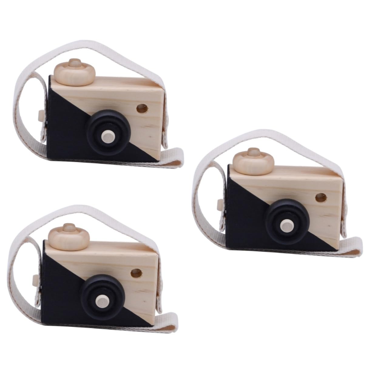 Abaodam 3 Pcs Wooden Camera Toy Set - Mini Wooden Camera for Kids, Baby Room Hanging Decor, Portable Child Camera Toy - Perfect for Christmas Party Gifts, Birthday Presents & Home Decoration