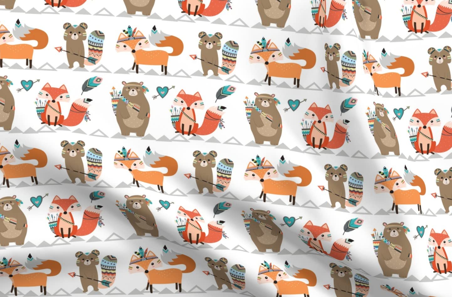 Premium Spoonflower Upholstery Velvet Fabric by The Yard - Woodland, Tribal, Nursery, Arrow & Fox Prints for Home Decor, Apparel & DIY Projects | Gender Neutral, Boy & Girl Designs | Perfect for Curtains, Pillows, Clothing & Crafts