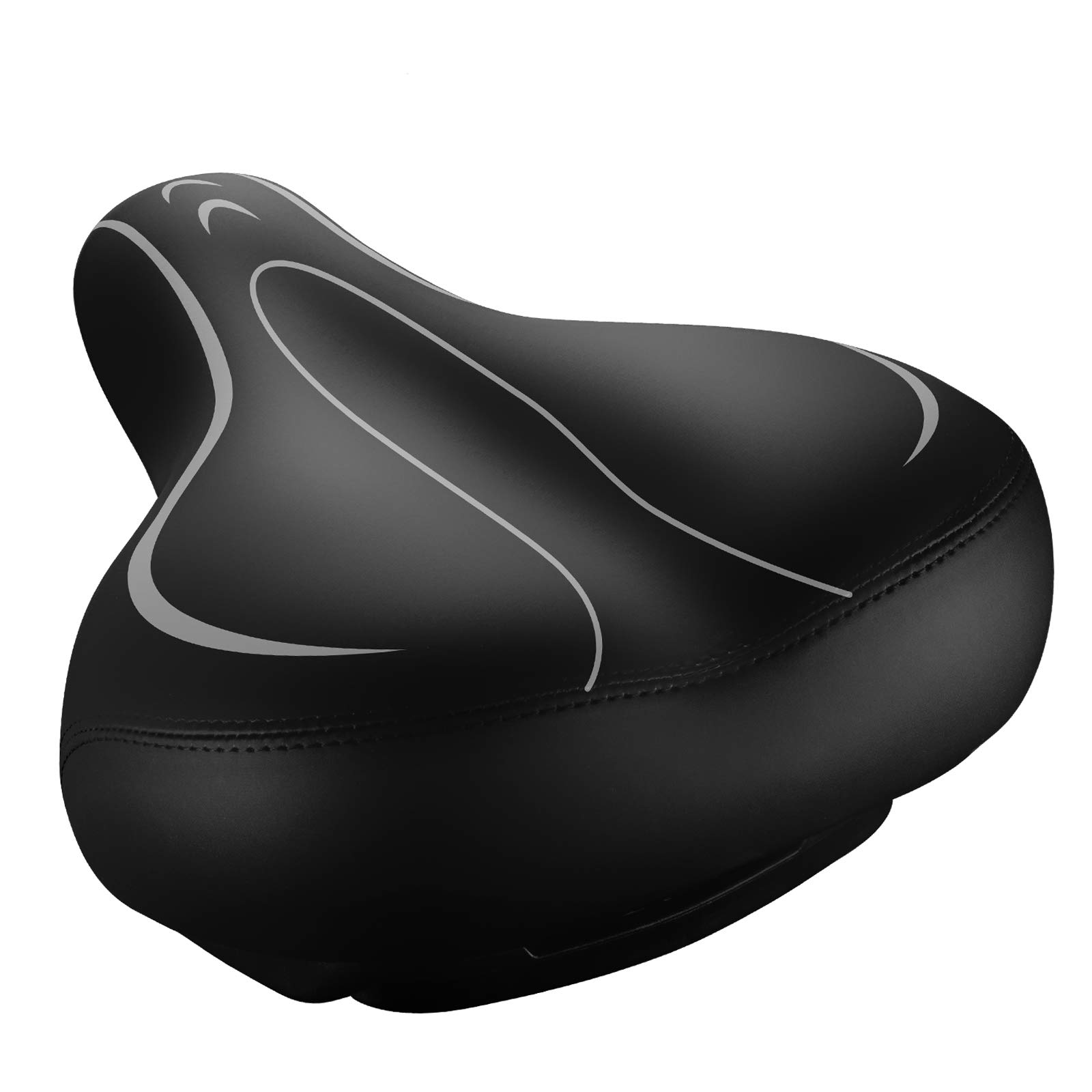 Roguoo Comfortable Memory Foam Bicycle Seat - Wide Bike Saddle for Men & Women - Dual Shock Absorbing, Sweatproof Design - Perfect Replacement for Exercise Bikes & Mountain Bikes - Ideal for Commuting, Cycling Workouts & Outdoor Adventures