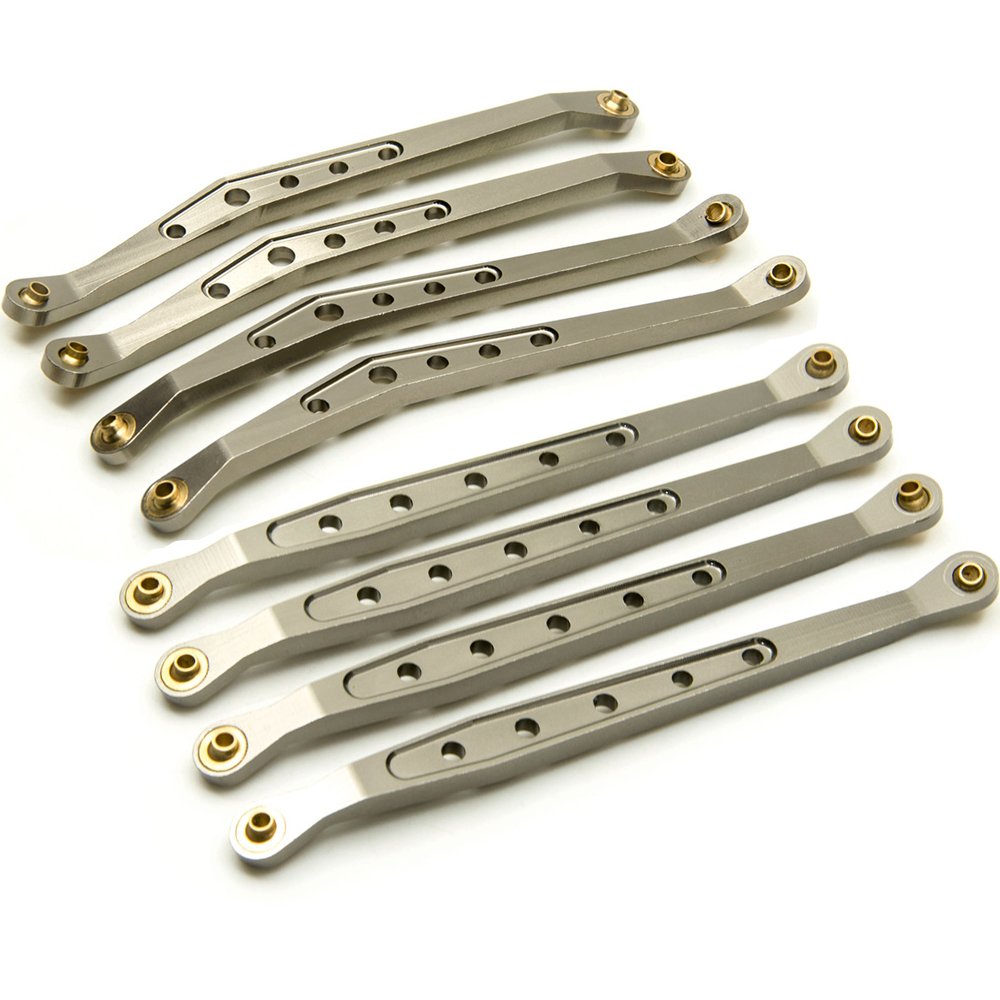 8Pcs Aluminum Linkage Rod Arm Set for 1/10 Axial Wraith 90018 RC Truck - Upper & Lower Suspension Links (Titanium Type A) - Perfect for Off-Road Crawling & RC Car Upgrades