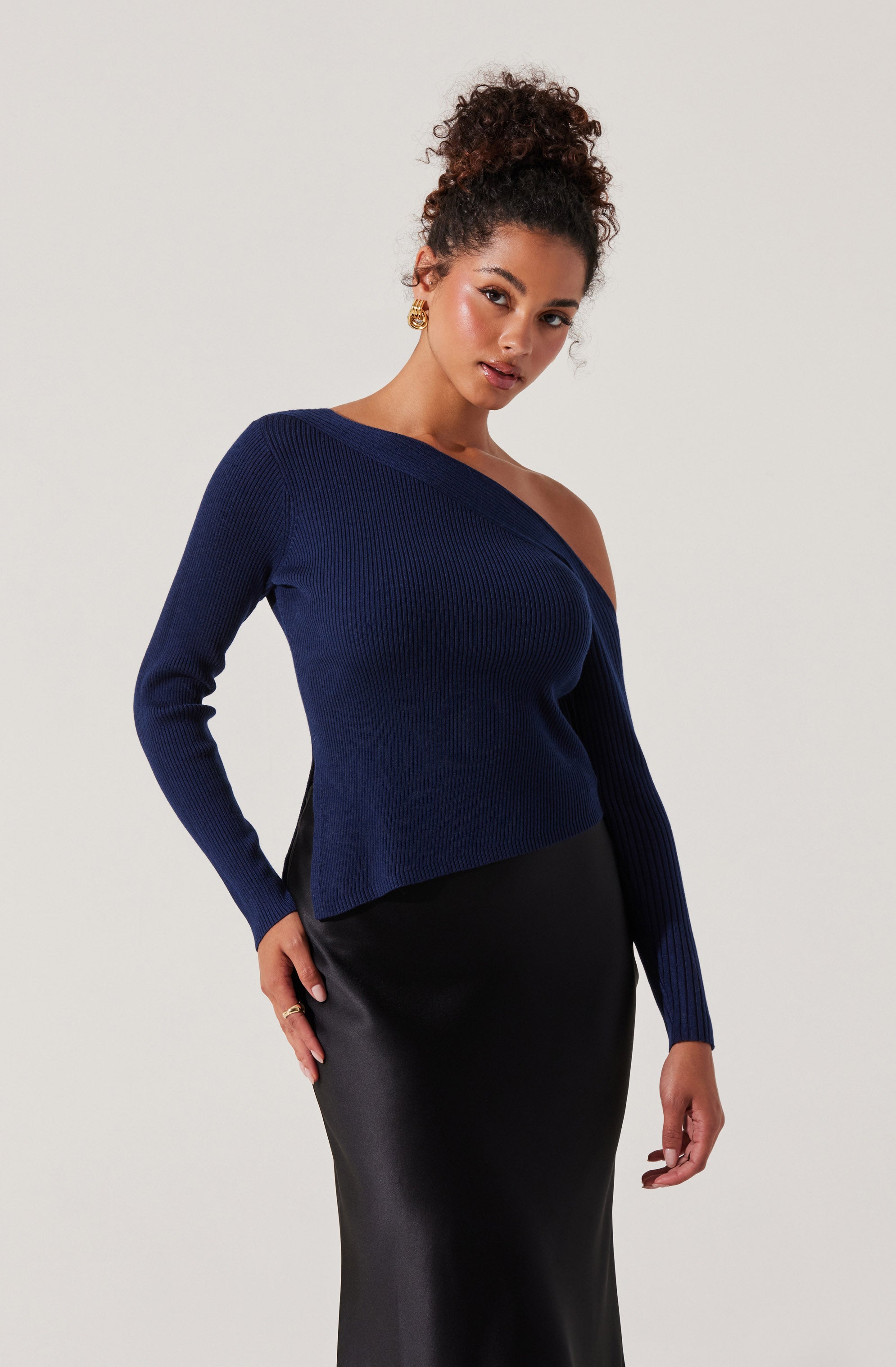Aldari Off Shoulder Ribbed Sweater for Women - Soft Knit Pullover Top for Casual Wear & Date Nights | Fall Winter Fashion Essential