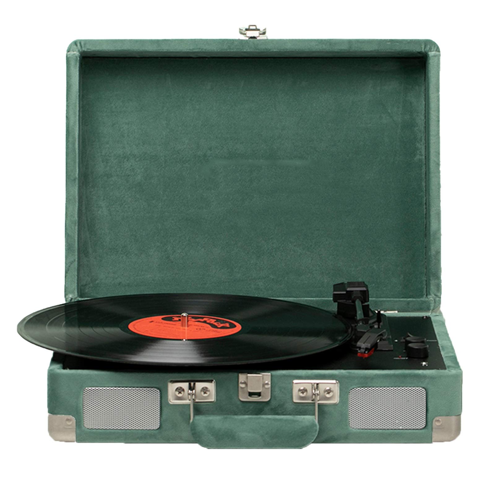 Vintage Portable Suitcase Bluetooth Record Player - Wireless Turntable with Built-in Speakers, Supports 7/10/12 Inch Vinyl Records - Perfect for Home, Office, and Outdoor Music Listening