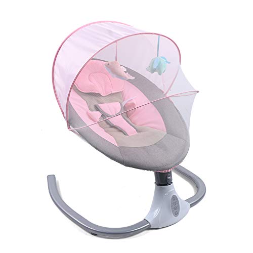 Bluetooth Baby Bouncer with Music & Toys - Adjustable Swing Chair & Rocking Cradle for Newborns 0-12 Months - Perfect for Nursery, Playtime & Soothing (Pink)