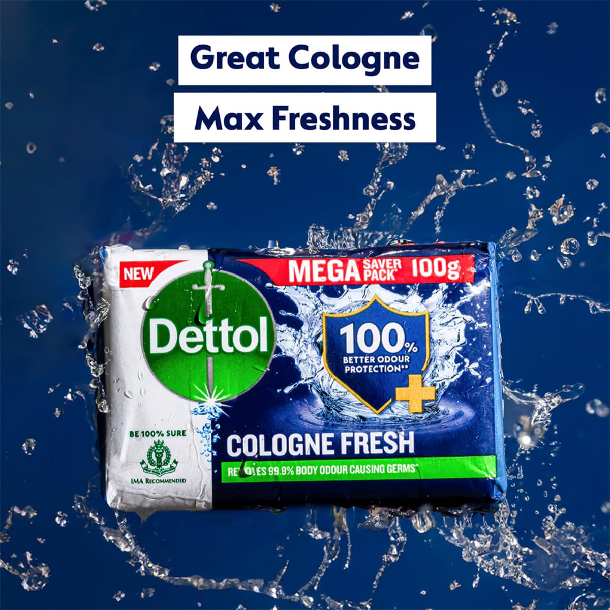 **Dettol Cologne Fresh Bathing Soap Bar - 150g (Pack of 8) | 100% Better Odor Protection, Antibacterial & Refreshing | Ideal for Gym, Travel & Daily Hygiene**