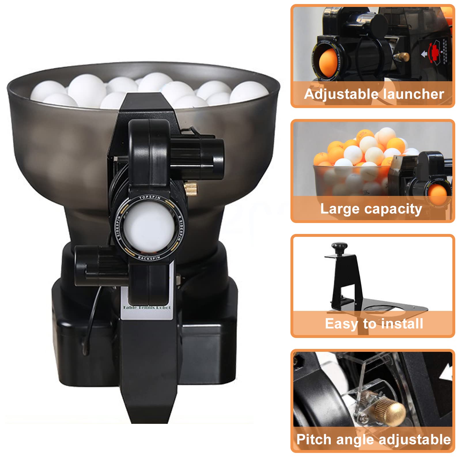 HP-07 Automatic Ping Pong Ball Machine - Portable Table Tennis Robot with 36 Spin Variations | Training Equipment for Home & Club Use | Includes Table Tennis Balls