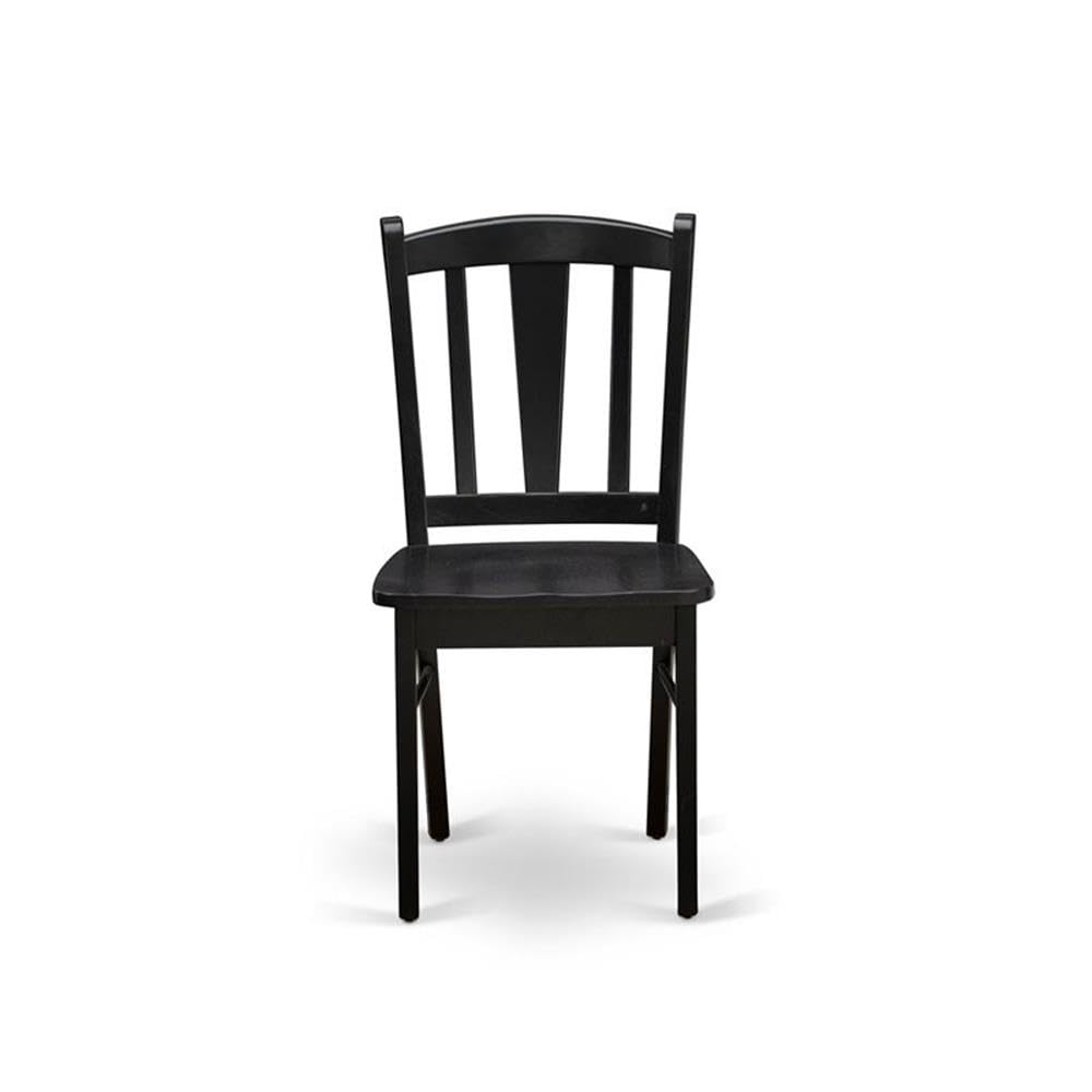 East West Furniture SHDL3-BLK-W 3-Piece Round Dining Table Set with Pedestal Base & 2 Chairs, 42x42 Inch, Black - Perfect for Small Spaces, Apartments & Cozy Kitchens