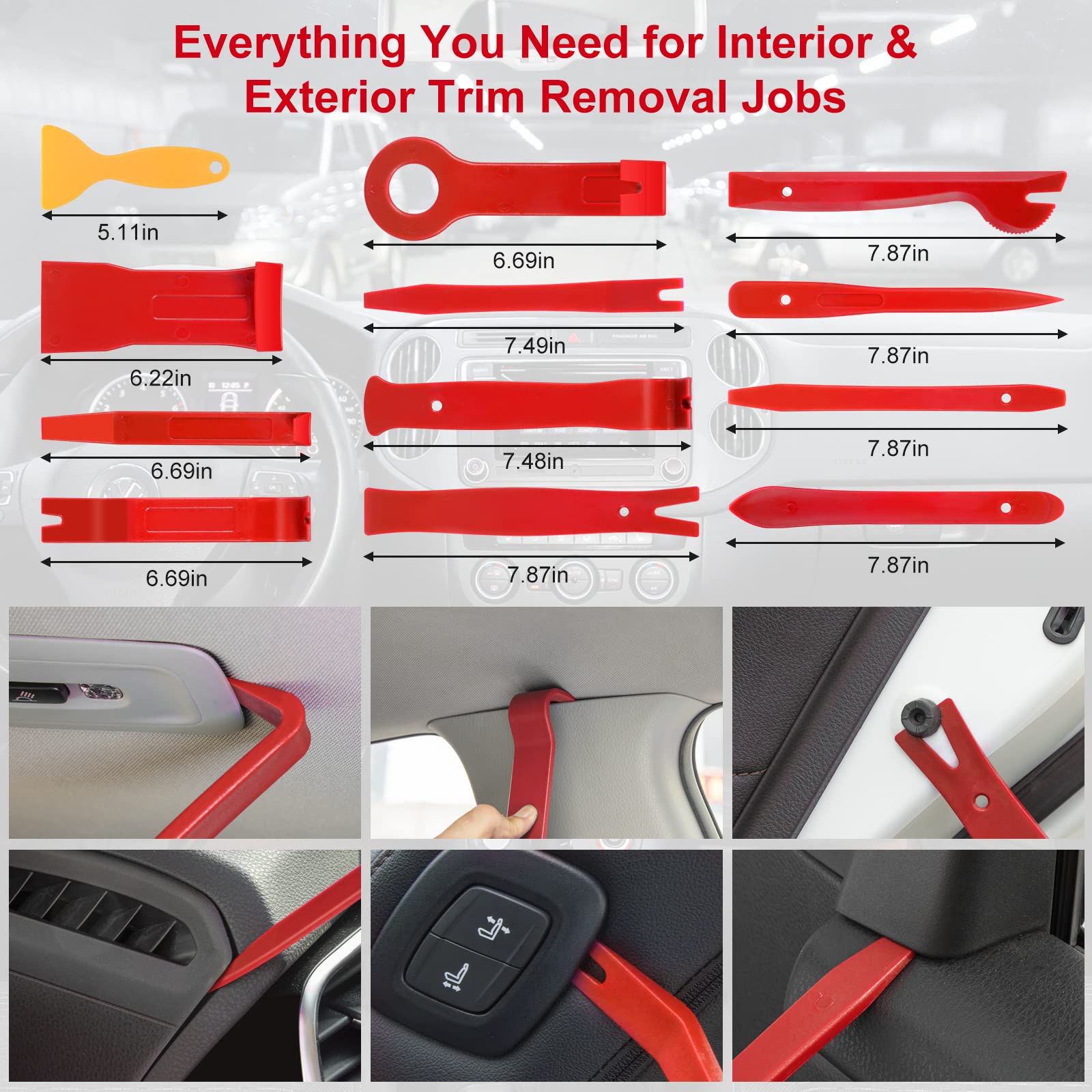 330Pcs Car Trim Removal Tool Kit - Pry Tool Set for Auto Panel, Door, Radio, Dash, Window & Bumper - Includes Clip Pliers, Adhesive Remover, Cable Clips & Fastener Tools - Perfect for DIY Auto Repair & Interior Detailing