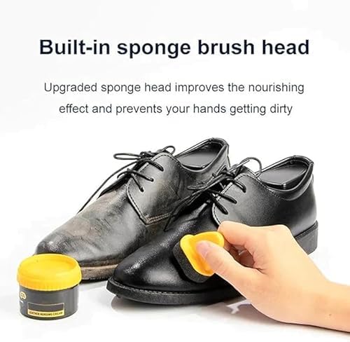 Fonicy Leather Repair Cream - Liquid Shoe Polish & Natural Leather Conditioner for Shoes, Bags & Furniture - Protects from Scuffs & Scratches - Includes Sponge Applicator (Brown) - Perfect for Leather Care & Restoration at Home or On-The-Go