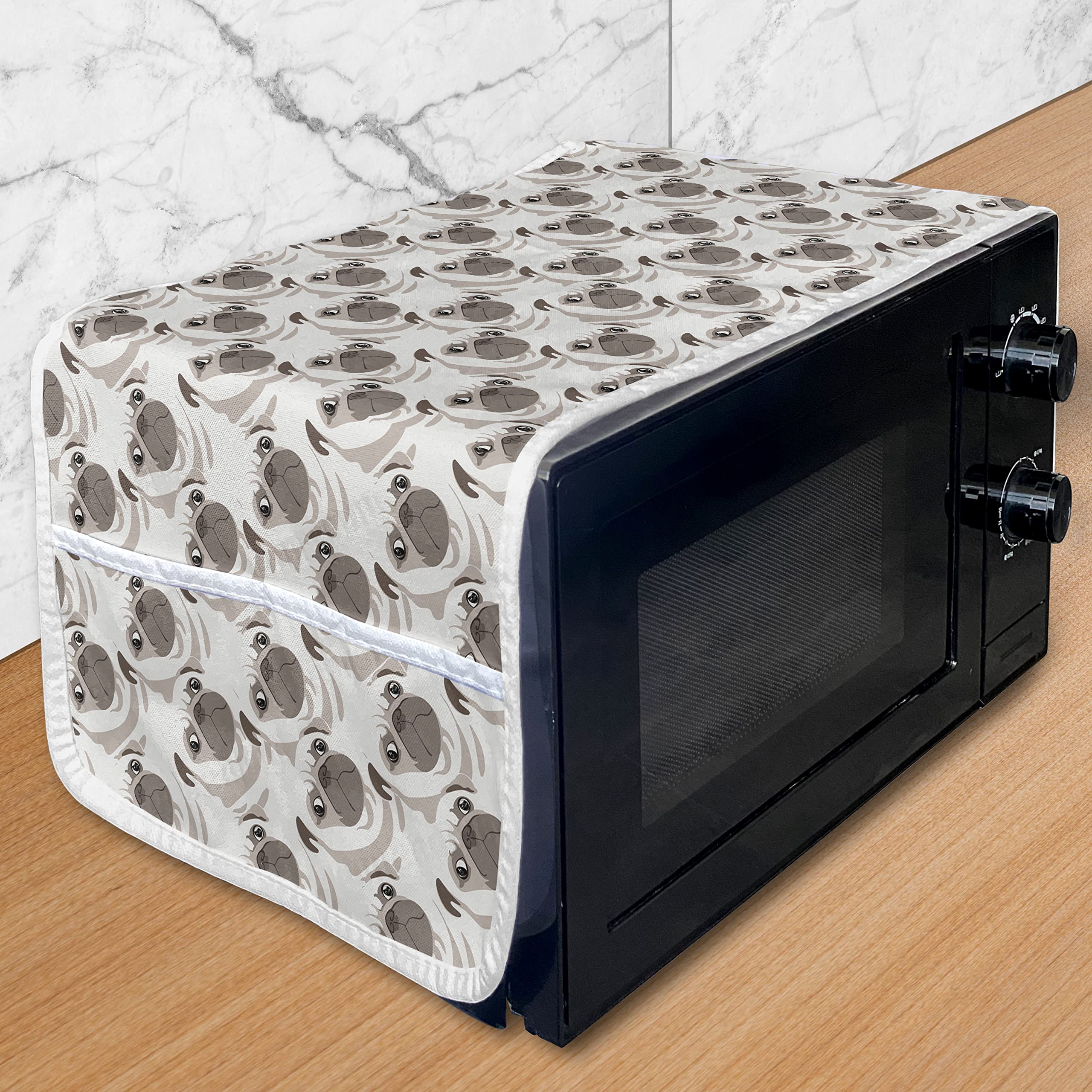 Ambesonne Microwave Oven Cover with Pockets - Water Resistant Pug Dog Meme Design, 36