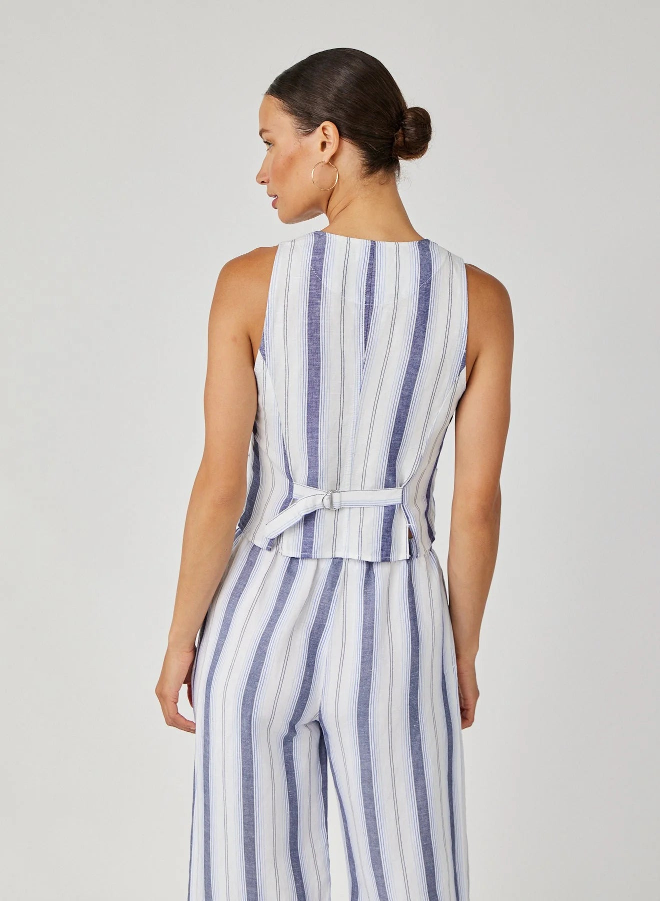 Coastal Ombre Stripe Cinch Back Vest for Women - Stylish Layering Piece for Beach, Summer & Casual Outfits