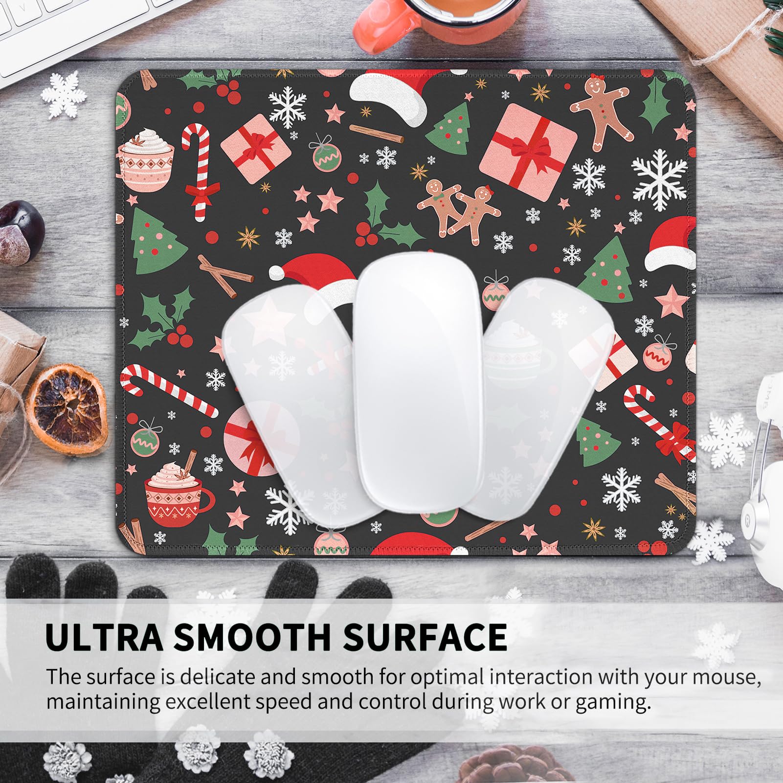 Aesthetic Cute Christmas Mouse Pad - Non-Slip Rubber Base, Waterproof Desk Mat for Wireless Mouse | Holiday Office & Home Decor, Perfect for Christmas Gifts & Computer Workstations