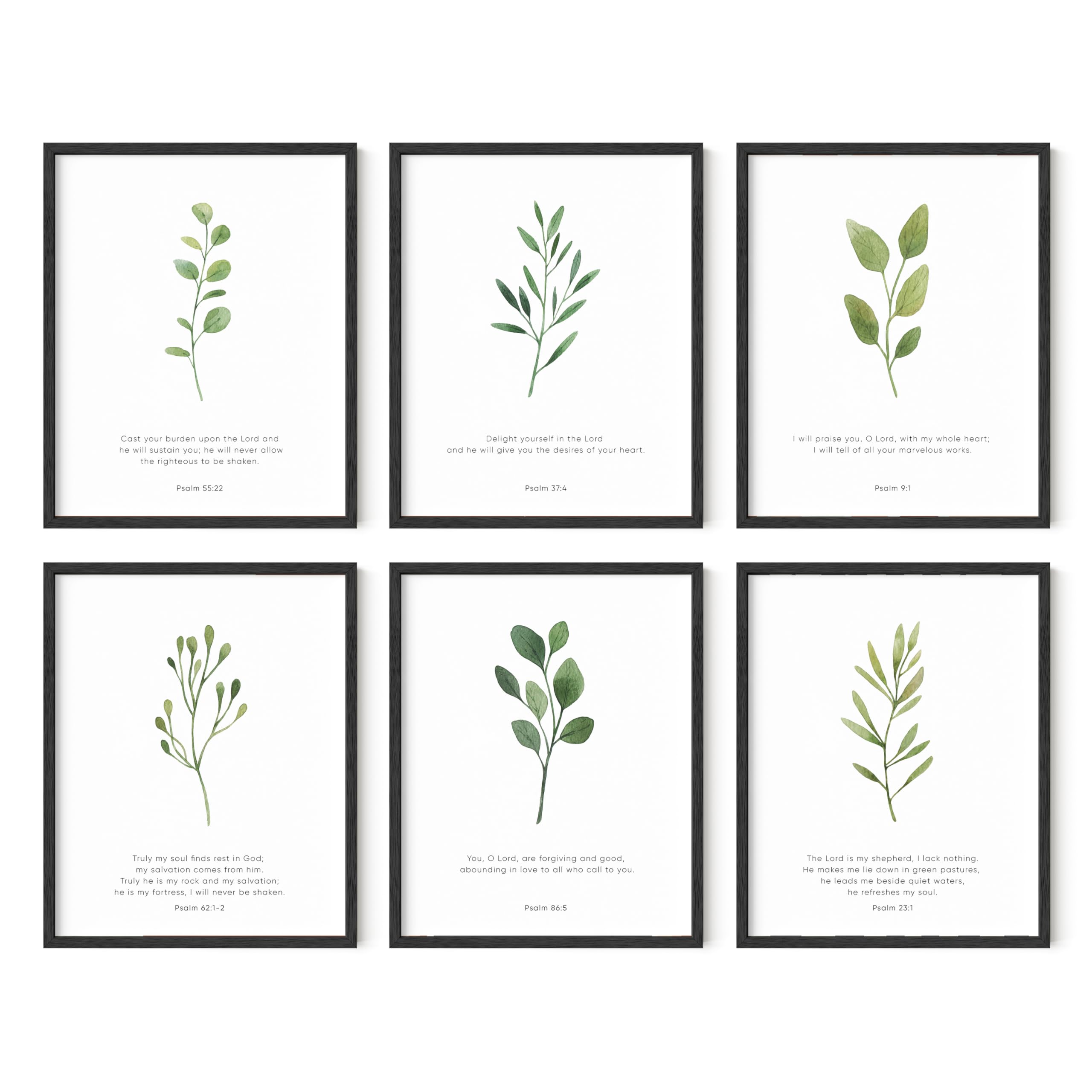 HAUS AND HUES Set of 6 Christian Wall Art with Bible Verses - Scripture Wall Decor for Home & Church (8x10, Black Frame) - Perfect for Bedroom, Living Room & Office Inspiration
