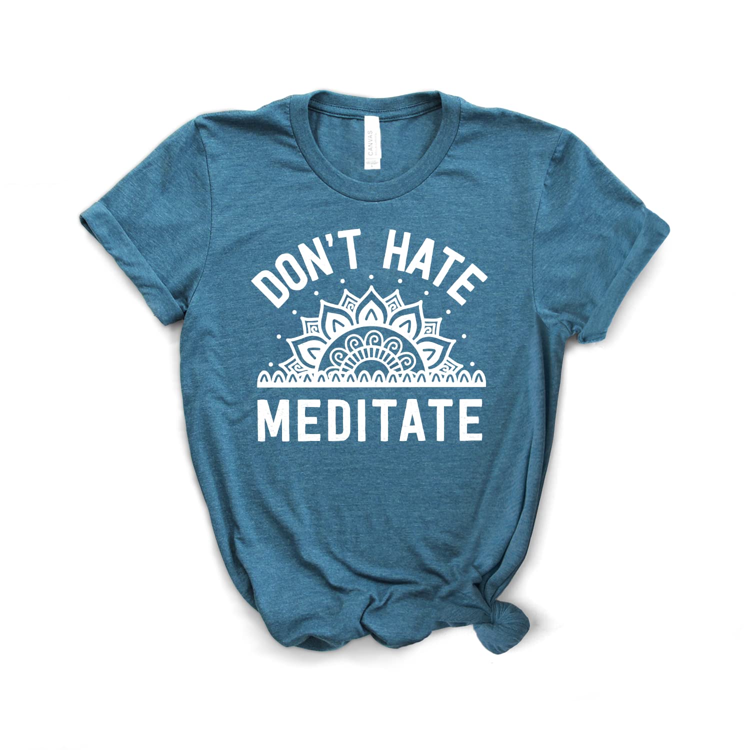 Namaste Shirt - Don't Hate Meditate Yoga T-Shirt - Unisex Softstyle Gym & Meditation Top with Mandala Design - Perfect for Yoga, Workouts & Mindfulness Practice