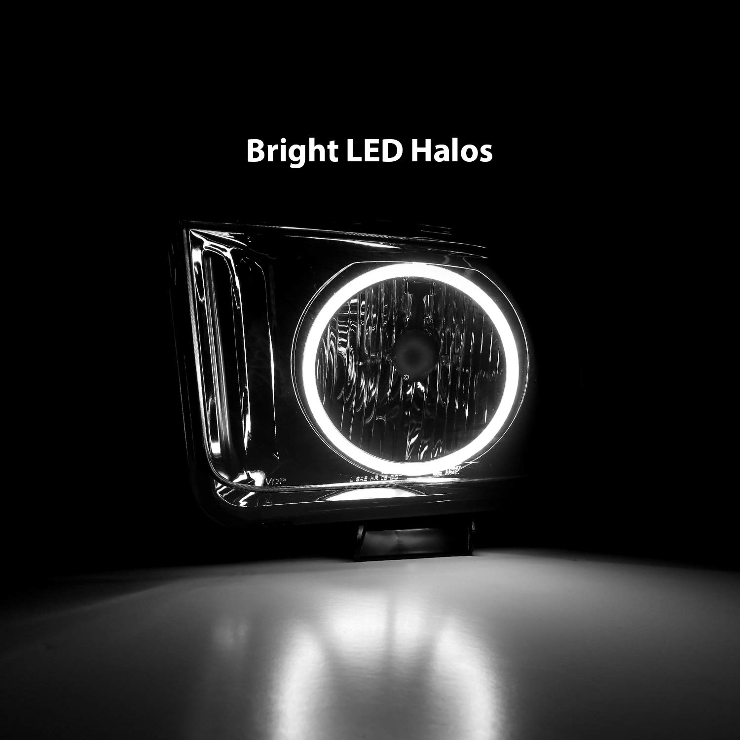 2005-2009 Ford Mustang Xtreme LED Halo Smoke Headlights Assembly Pair - Driver & Passenger Side | Halogen Replacement with Modern Style | Perfect for Night Driving & Car Customization