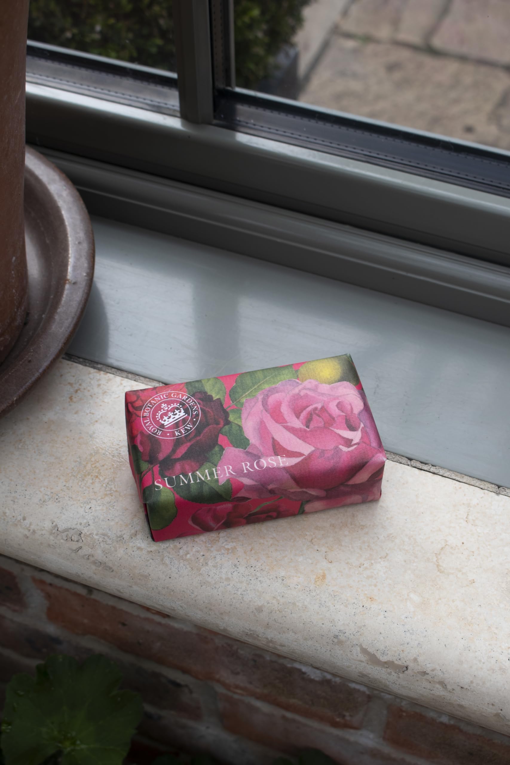 Luxury Rose & Shea Butter Soap Bar - Botanical Gardens Kew Wrapped, Moisturizing Cleansing Soap for Face & Body, Summer Rose Scent (0.53 lbs) - Perfect for Spa Day, Romantic Gifts & Self-Care Routine
