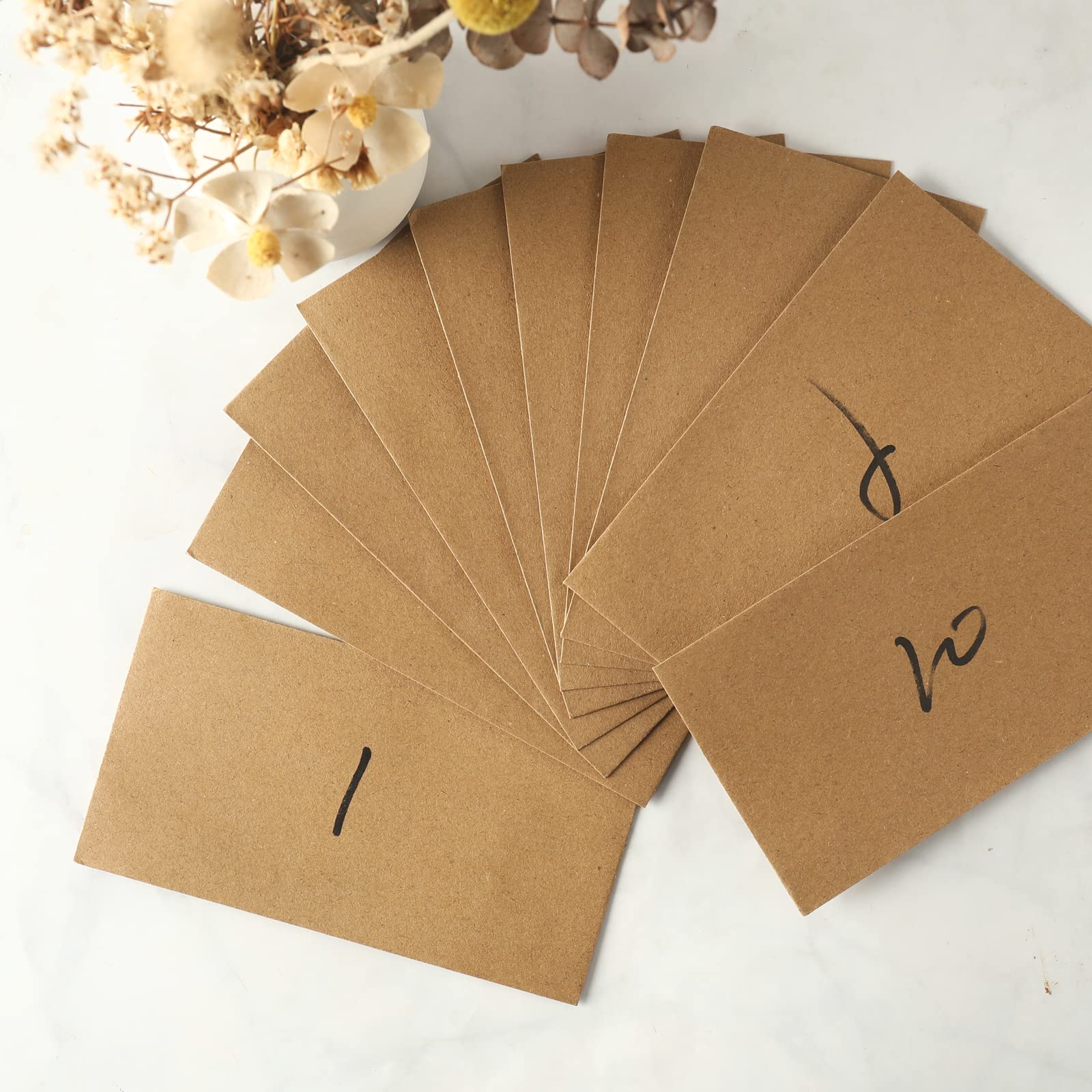 Granhoolm 50 Pack Large Cash Envelopes 3.5 x 6.5 inch - Budgeting Envelopes for Money Savings, Cash Organizer for Envelope System, Brown - Perfect for Dave Ramsey Budgeting, Cash Stuffing & 100 Envelope Challenge