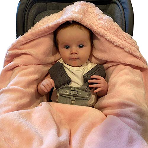 Pastel Pink Baby Car Seat Blanket - Soft Swaddle Wrap for Newborns & Toddlers - Universal Fit for Strollers & Car Seats - Keep Baby Cozy & Car Seat Clean - Perfect for Travel, Shopping & Daily Outings