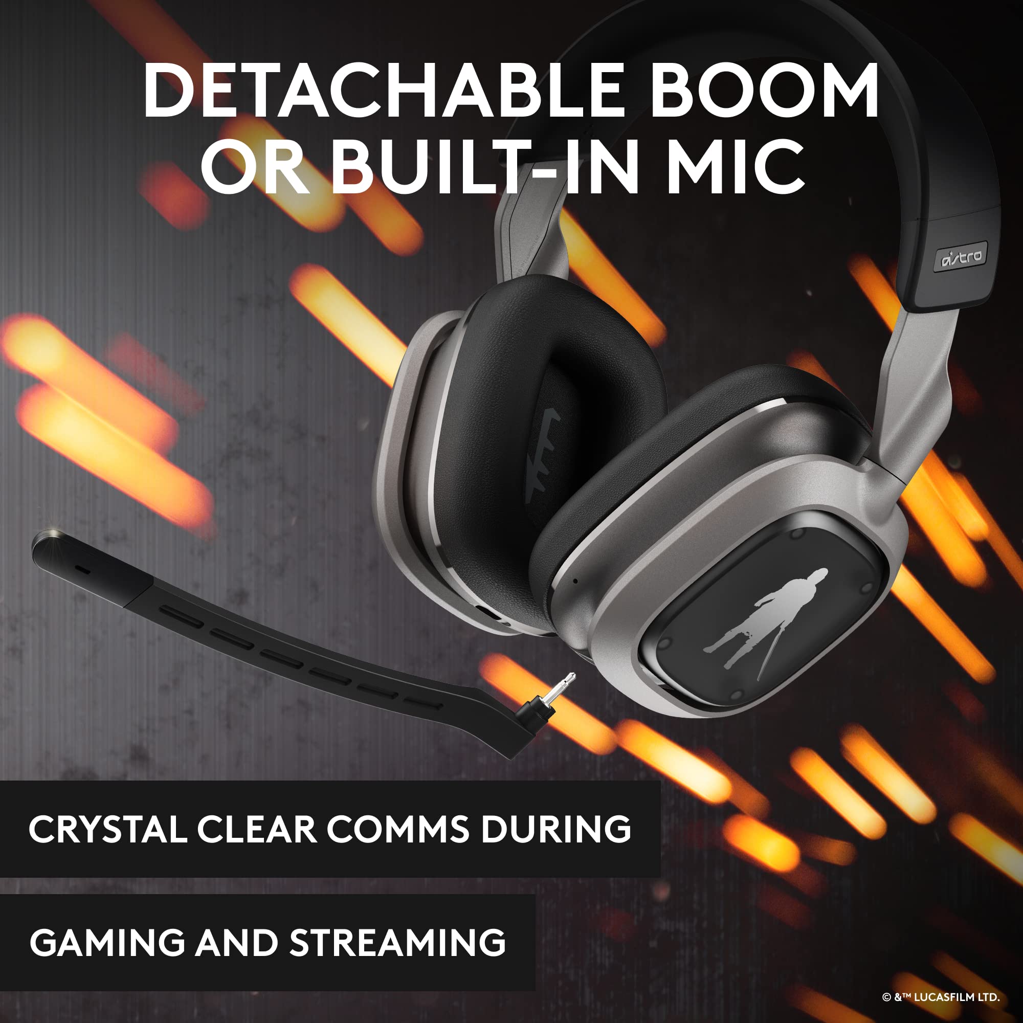 Logitech G Astro A30 Lightspeed Wireless Gaming Headset for Xbox Series X|S, PC, Switch - Bluetooth & 2.4Ghz Dual Connectivity, Detachable Mic, USB-C/3.5mm - The Mandalorian Edition (Silver) - Perfect for Competitive Gaming & Streaming