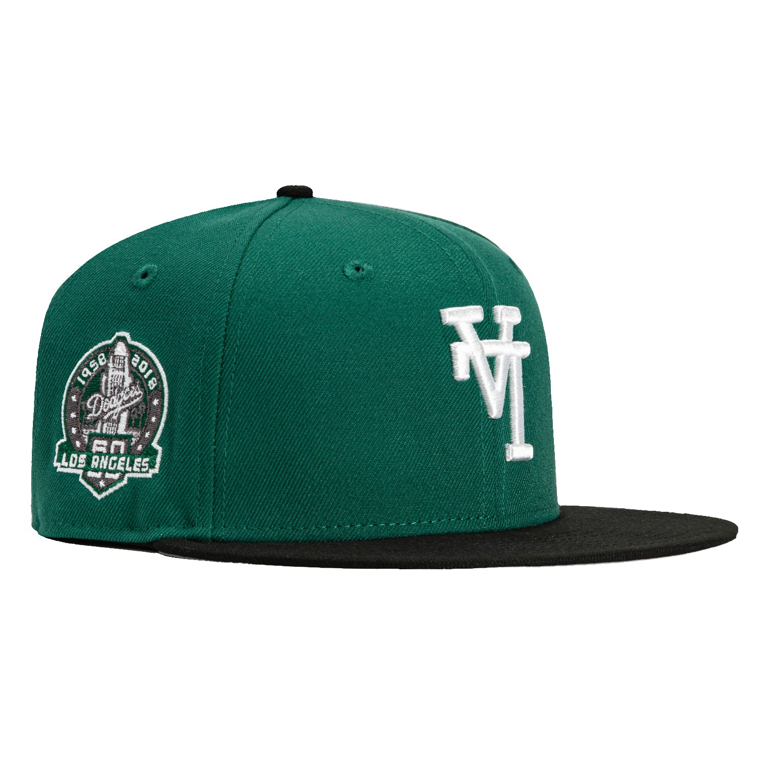 New Era 59Fifty Los Angeles Dodgers 60th Anniversary Patch Upside Down Snapback Hat - Green, Black & White | Official MLB Licensed Baseball Cap for Men & Women | Perfect for Games, Collecting & Streetwear Fashion