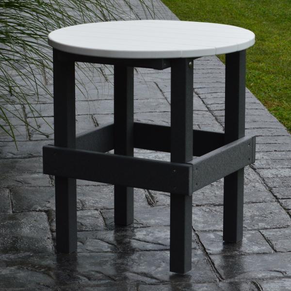 A & L Furniture White Top Poly Round Side Table - Stylish & Durable Accent Table for Living Room, Bedroom, or Patio