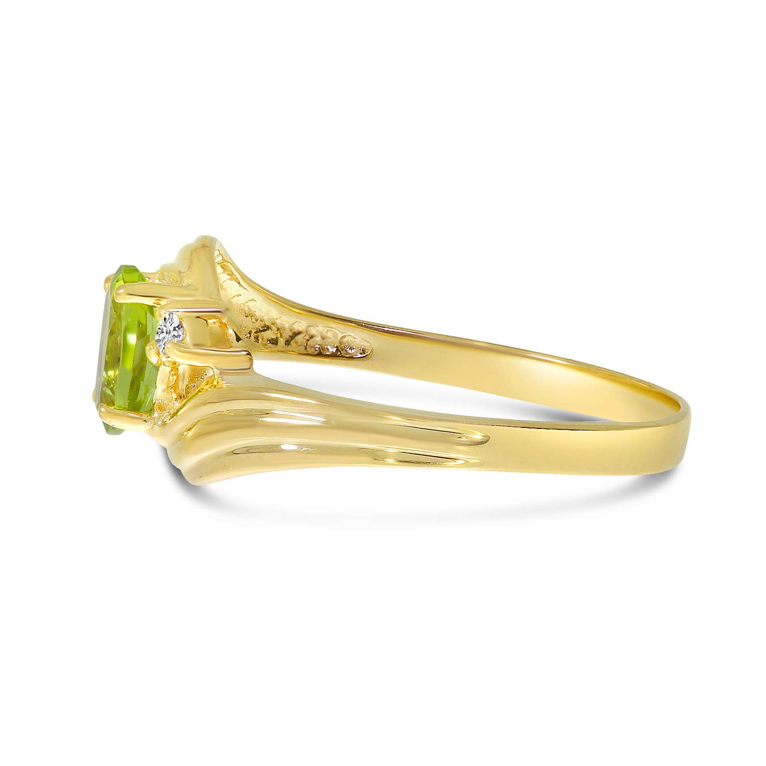 14K Yellow Gold Peridot and Diamond Ring for Women - Elegant Birthstone Jewelry Gift for August, Anniversary & Special Occasions