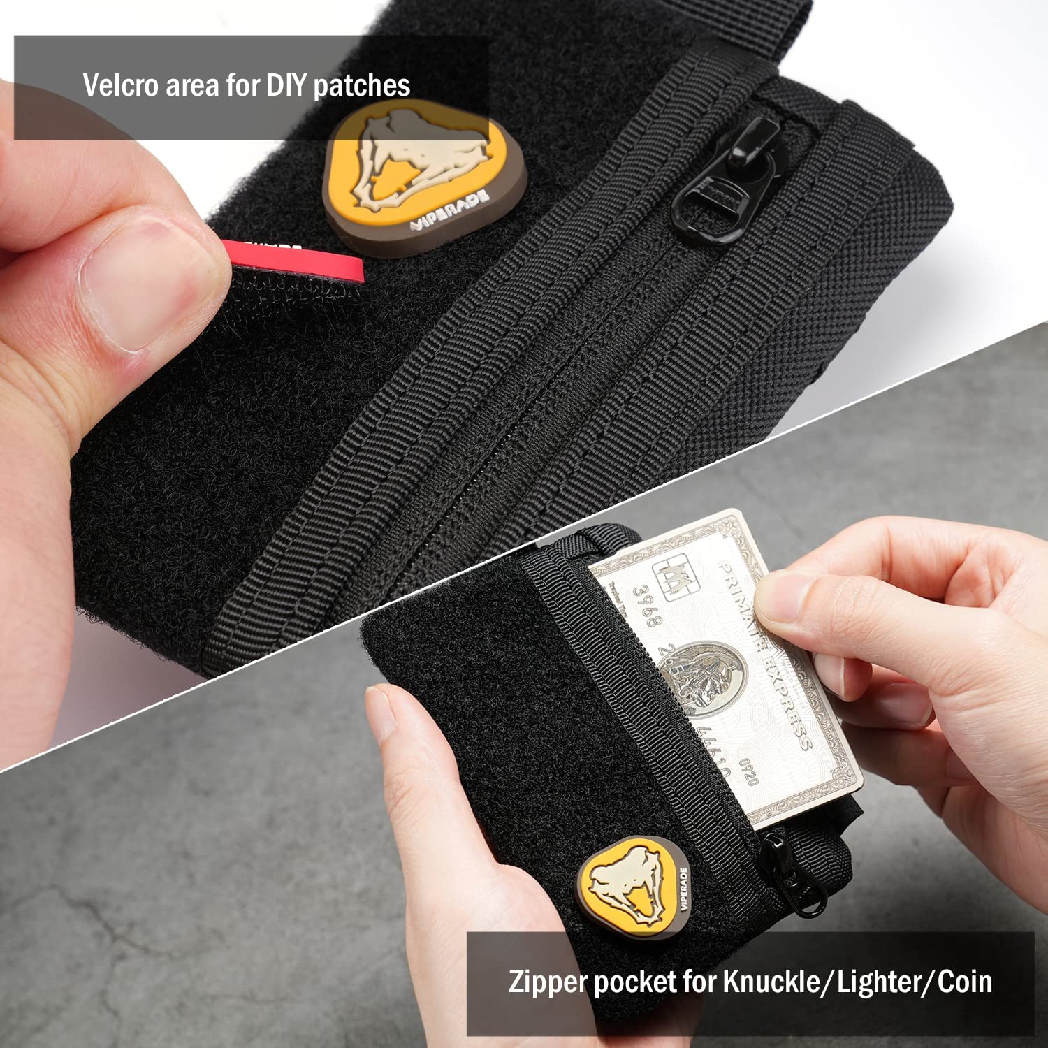 VIPERADE VE15 Mini EDC Pouch - Compact 3-Pocket Organizer with Hook & Loop Panel, Small Multitool Bag for Tactical Gear, Knives & Everyday Carry Accessories - Perfect for Hiking, Camping & Outdoor Adventures