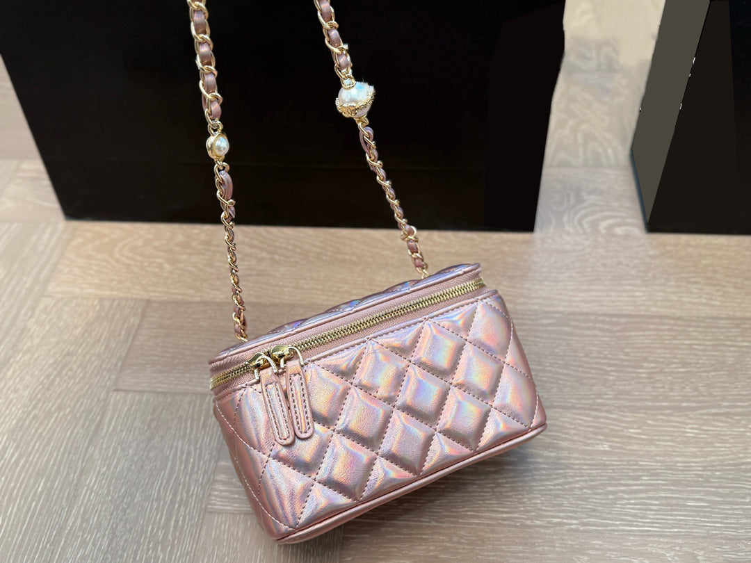 Mini Pearl Chain Box Bag - Elegant Small Crossbody Purse for Women, Perfect for Parties, Dates & Evening Events