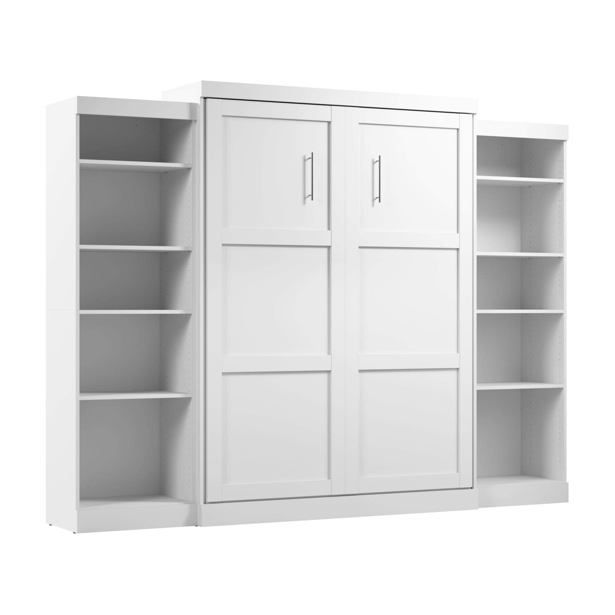 Pur Queen Murphy Wall Bed with 2 Storage Units (115W) - 7 Color Options | Space-Saving Foldable Bed for Small Apartments, Guest Rooms & Home Offices