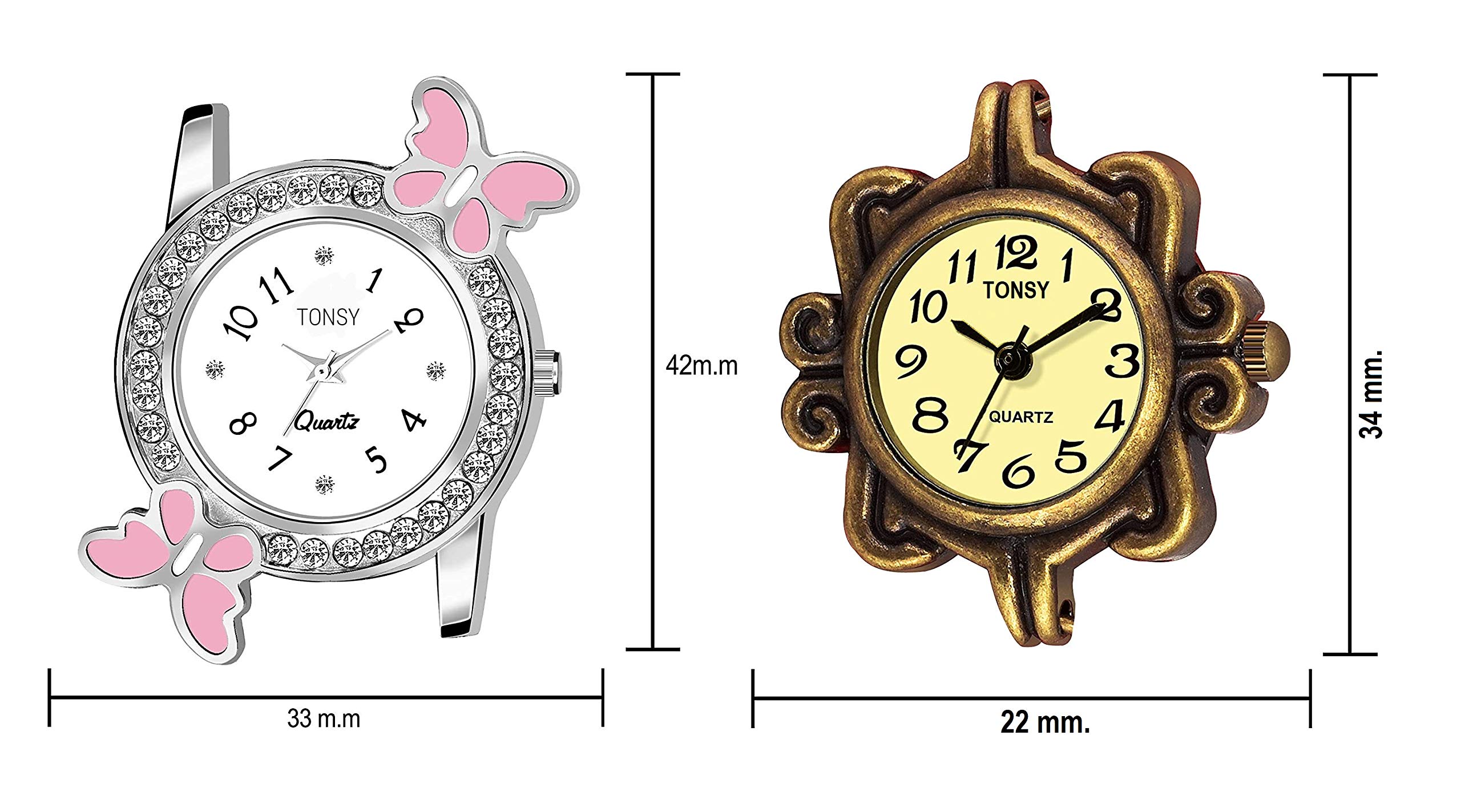 TONSY Analog Girls' Watches - 2 Pack Cute White Dial & Pink Strap Wristwatch for Kids - Perfect for School, Birthday Gifts & Everyday Wear