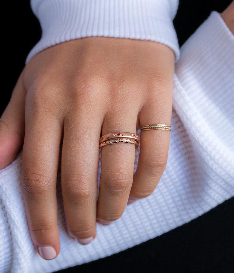 Ruby Star Eternity Band Ring - 14K Gold or Sterling Silver Women's Wedding Band with Genuine Gemstones | Perfect for Anniversary Gifts, Engagement Rings & Special Occasions