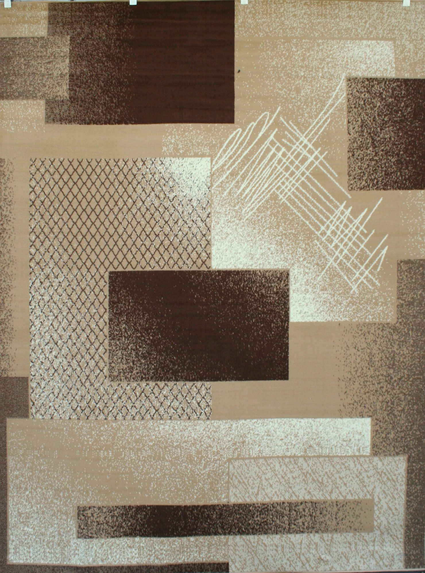 Contemporary Brown and Beige Modern Square Area Rug 4'2 Round - Perfect for Living Room, Bedroom, or Office Decor