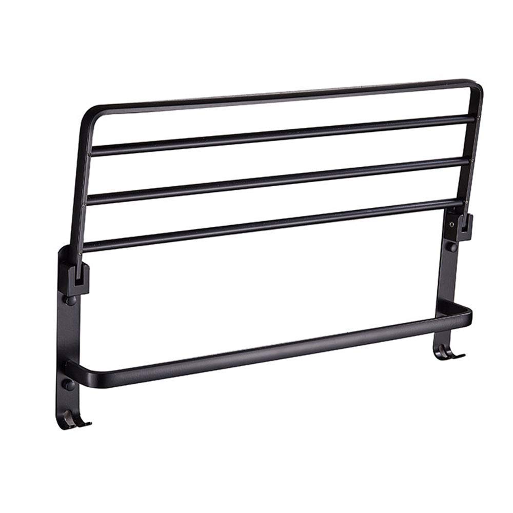 Premium Black Aluminum Bathroom Towel Rack - Space Saving Wall Mounted Towel Holder for Bathroom, Kitchen, or Laundry Room - Rustproof Bathroom Hardware Accessories
