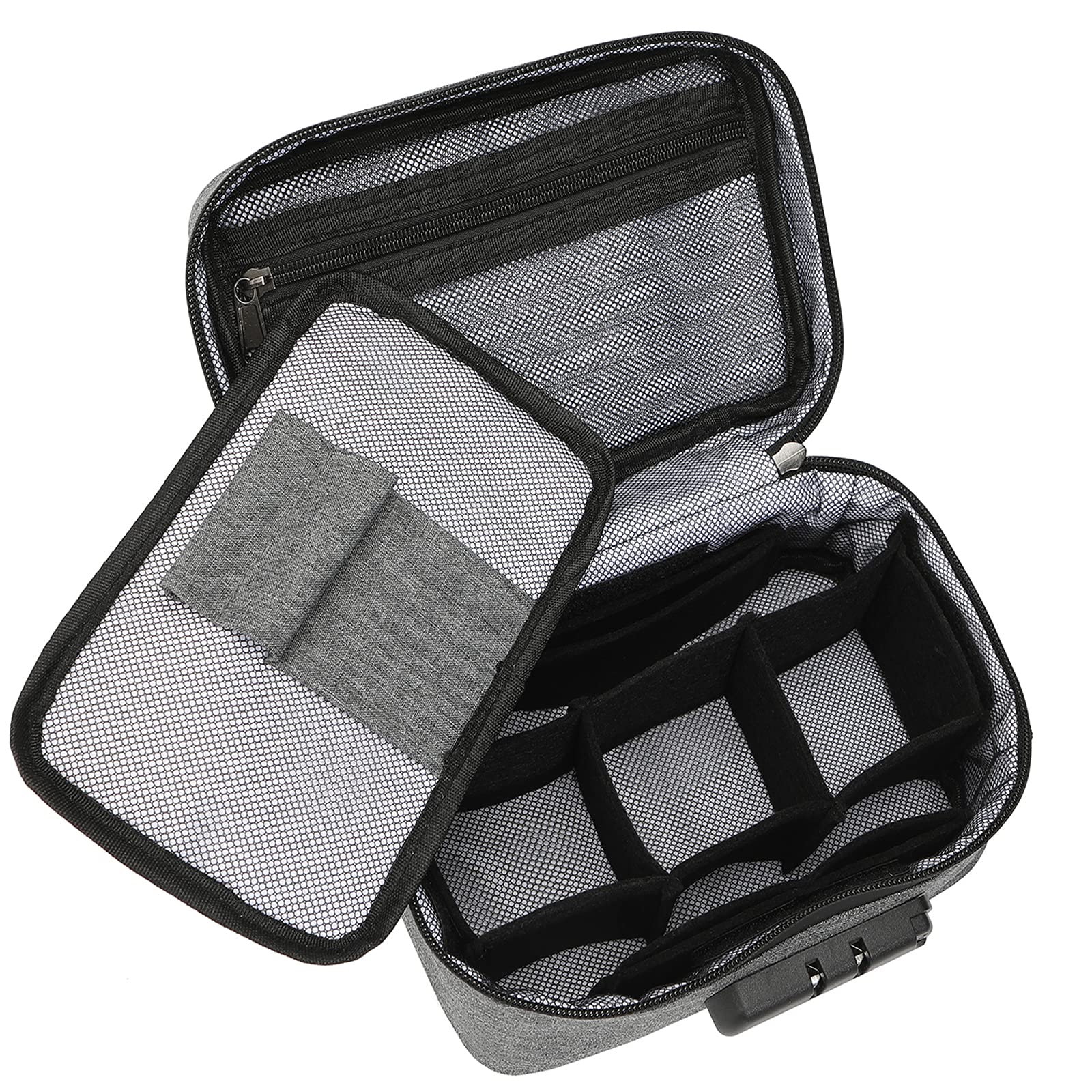 Smell Proof Odor Eliminator Travel Storage Bag with Combination Lock - Grey | Airtight Container for Travel, Camping & Secure Storage