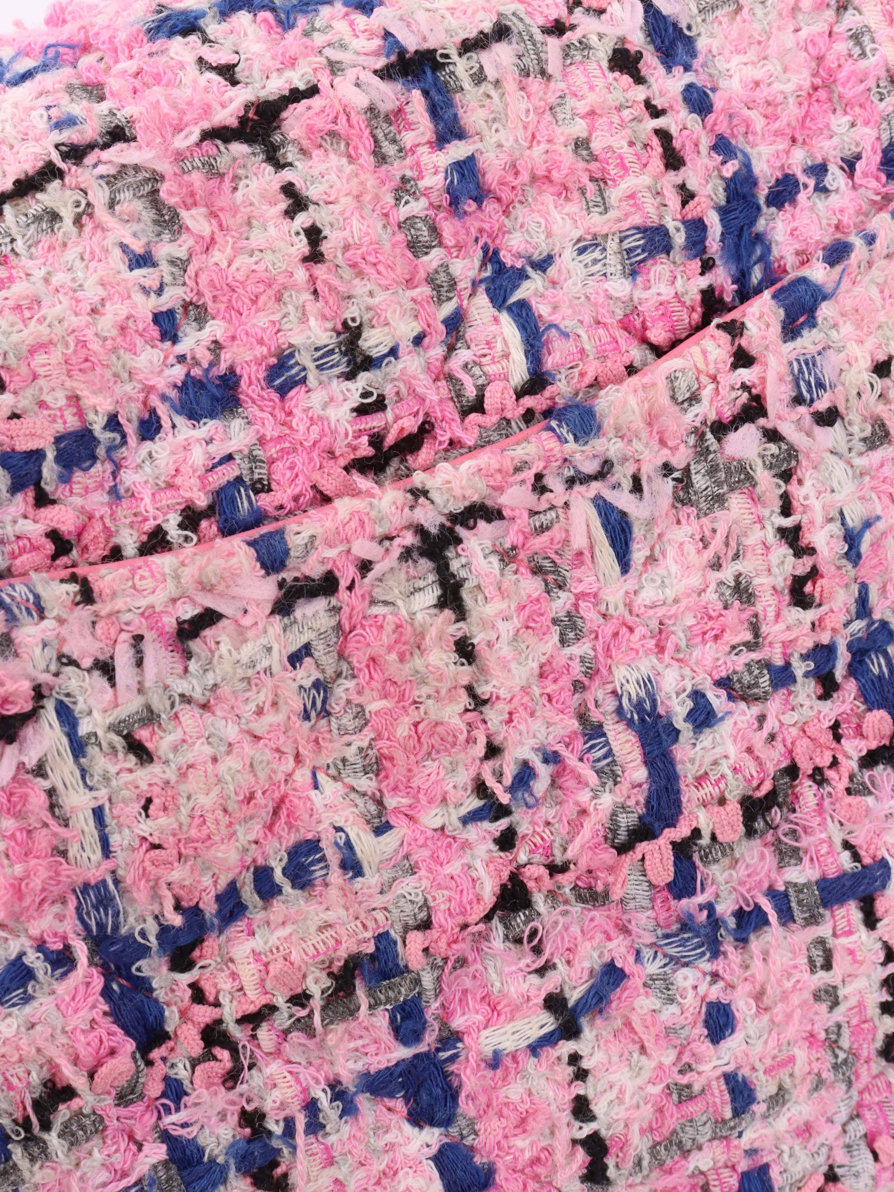 Chanel Pink & Blue Tweed Mini Rectangular Classic Flap Bag - Luxury Designer Handbag for Women | Perfect for Parties, Weddings & Special Occasions