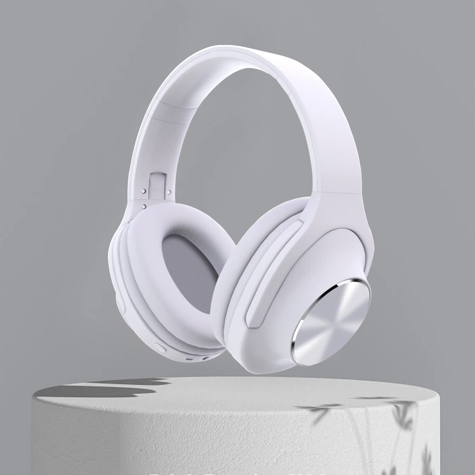 Wireless Bluetooth Headphones Over Ear with Deep Bass, Bluetooth 5.0 for Mobile, Computer, Gaming & Music - Lightweight Foldable Design with Soft Earmuffs - Perfect for Sports, Travel & Work (White)
